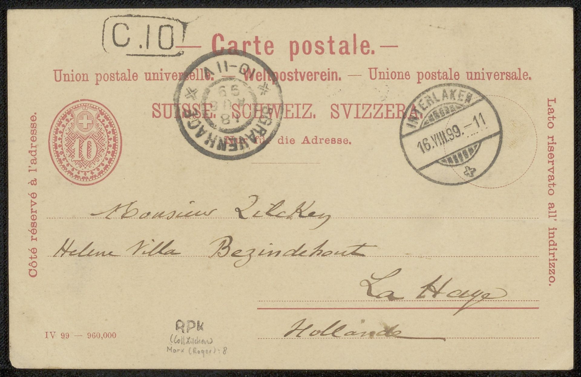Briefkaart aan Philip Zilcken by Roger Marx