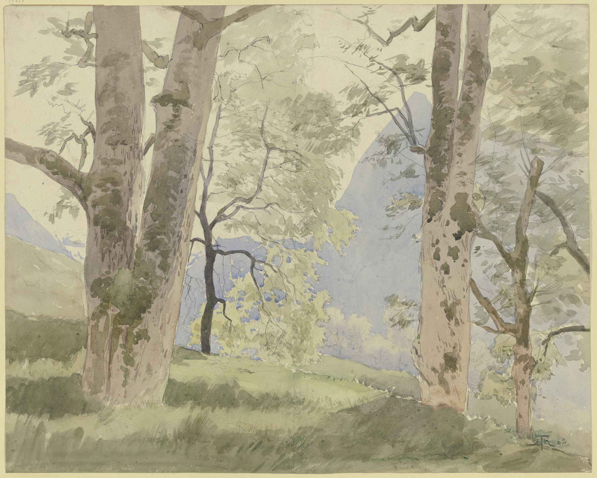 Schwarzwaldlandschaft_ Blick vom Waldesrande auf die Berge by Hans Thoma