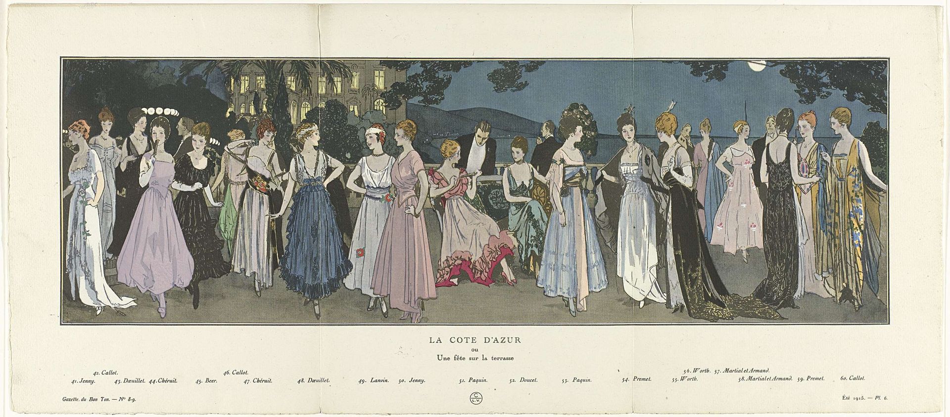 Gazette du Bon Ton, 1915 - No. 8-9: La Cote d'Azur ou Une Fête sur la terrasse by Anonymous