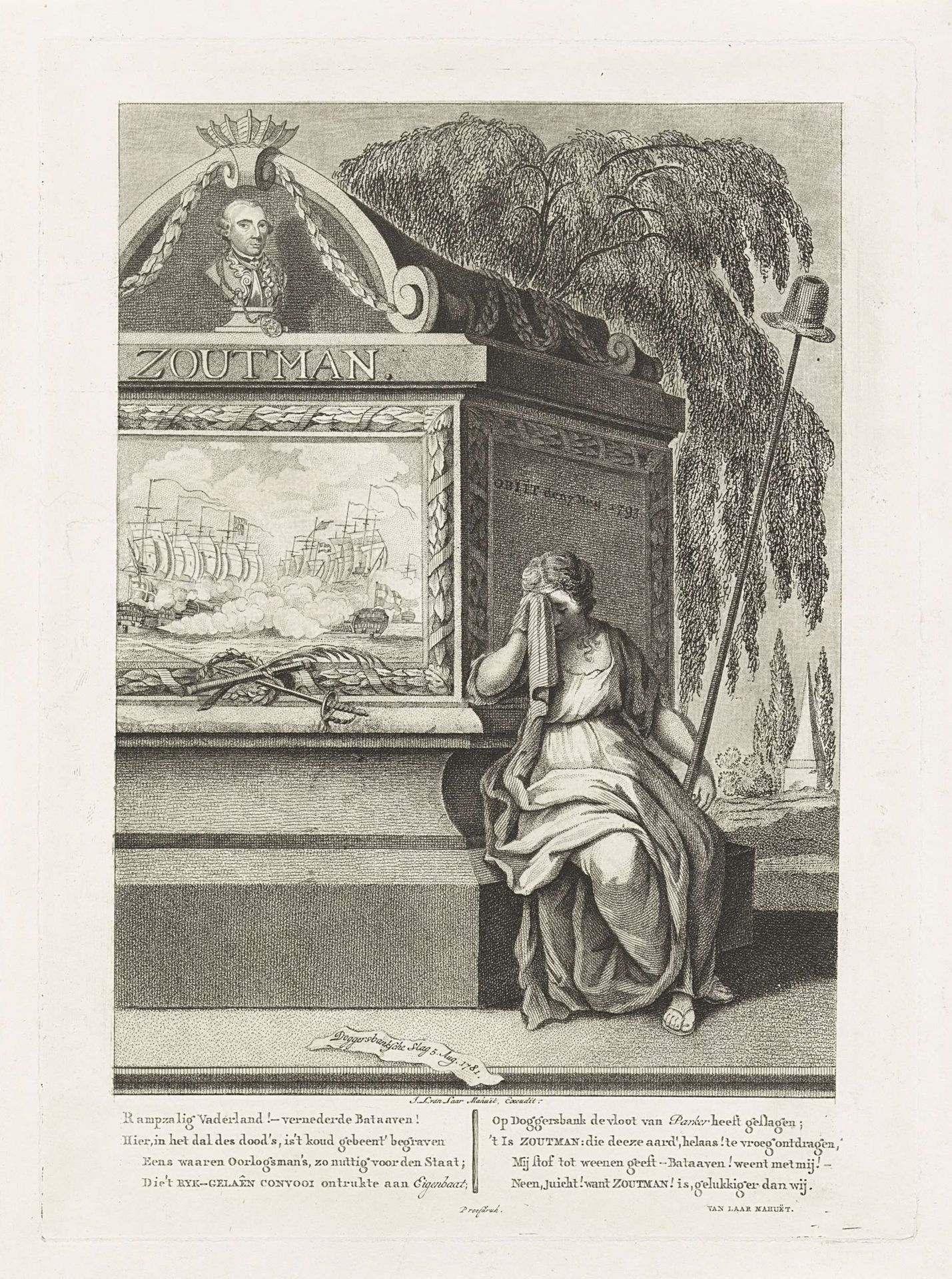 Allegorie op de dood van vice-admiraal Zoutman, 1793 by Jan (I) Kobell