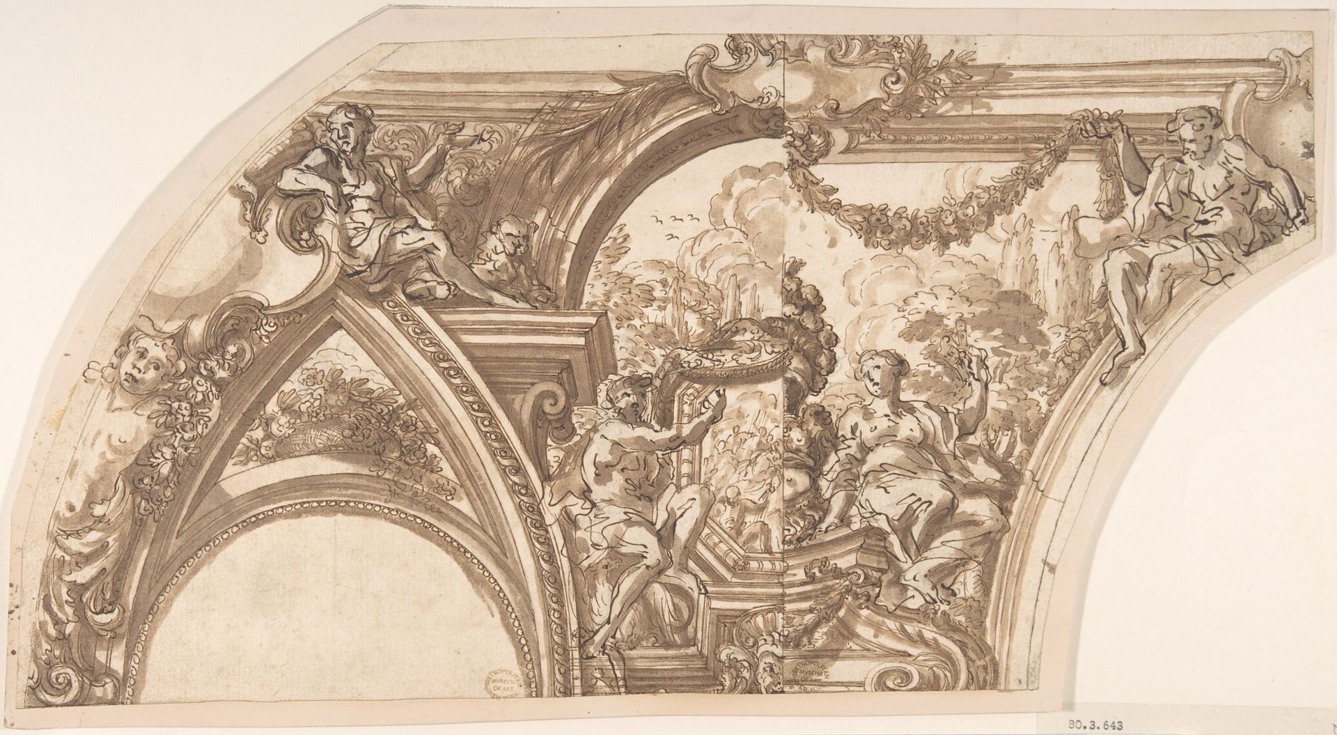 Drawing Showing Two Alternate Designs for a Cove Decoration by Anonymous