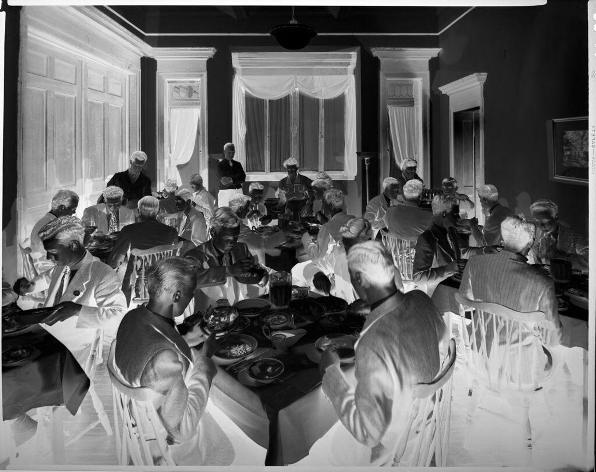 Untitled (dining room, Columbia Prep School, young men) by Harris & Ewing
