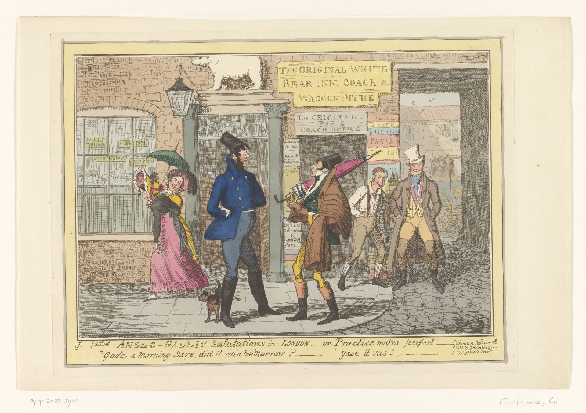 Twee Fransen in London by George Cruikshank