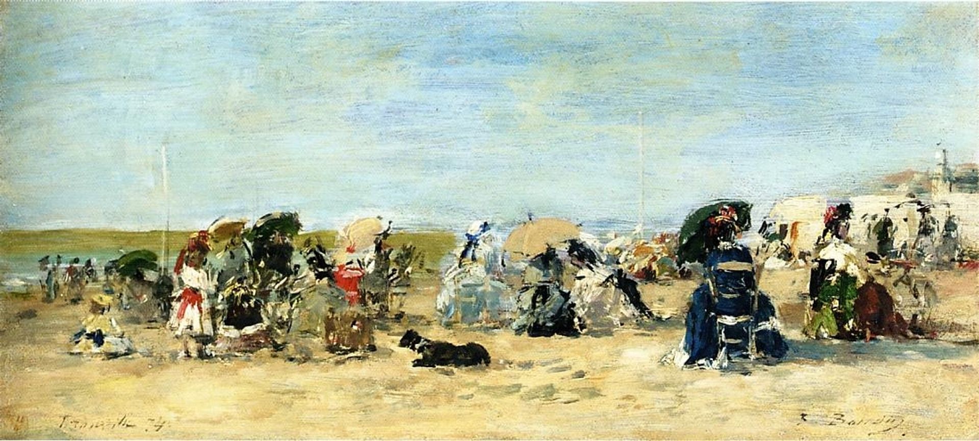 Trouville, Beach Scene by Eugène Boudin