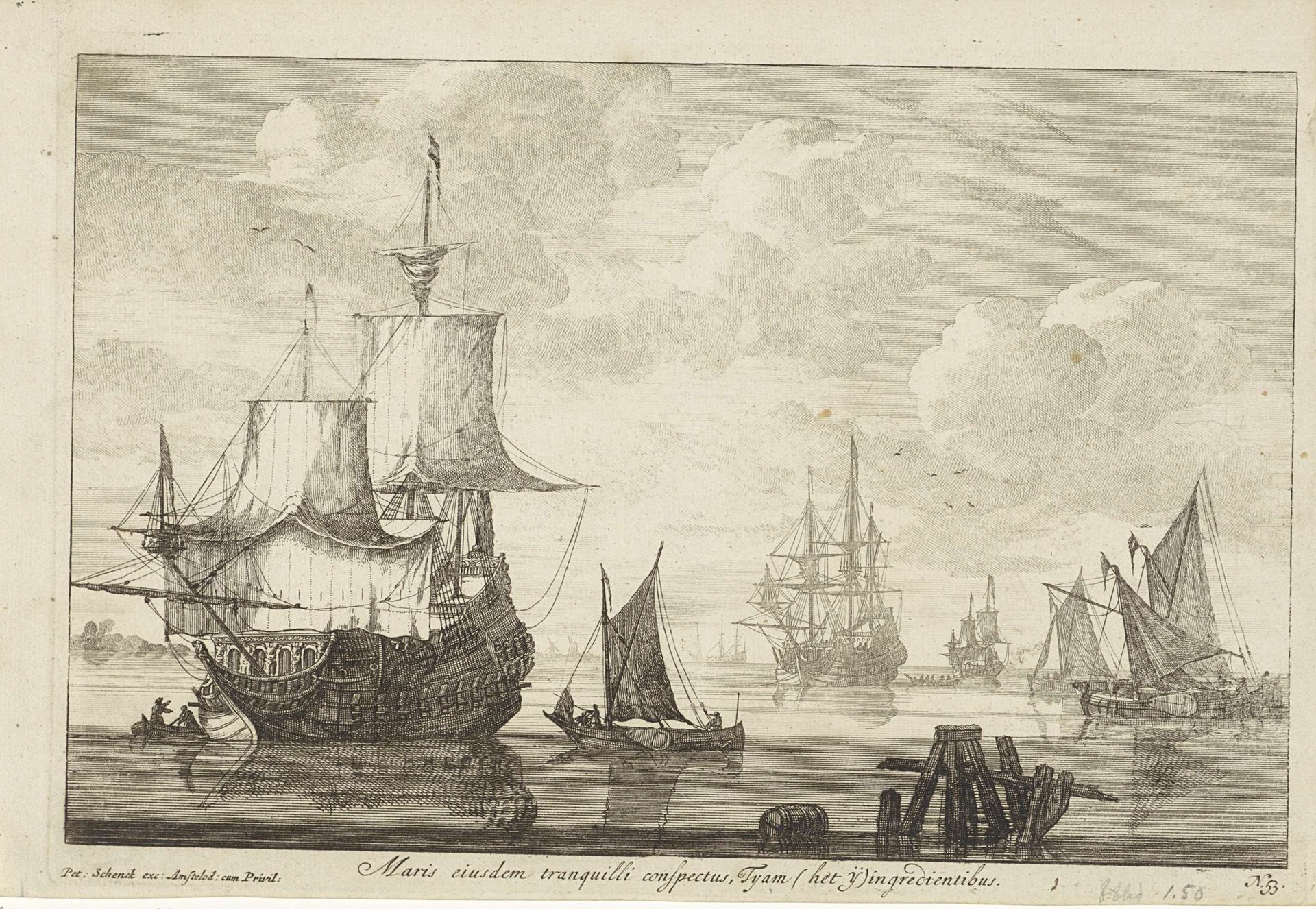Zeilschepen in de luwte by Anonymous
