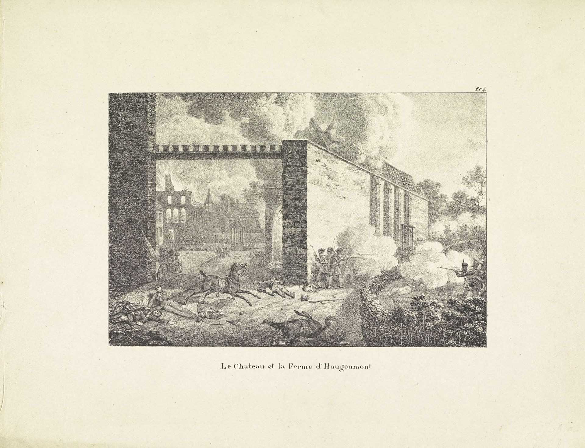 Gevechten bij de boerderij van Hougoumont, 1815 by Jean Baptiste Ambroise Marcellin Jobard
