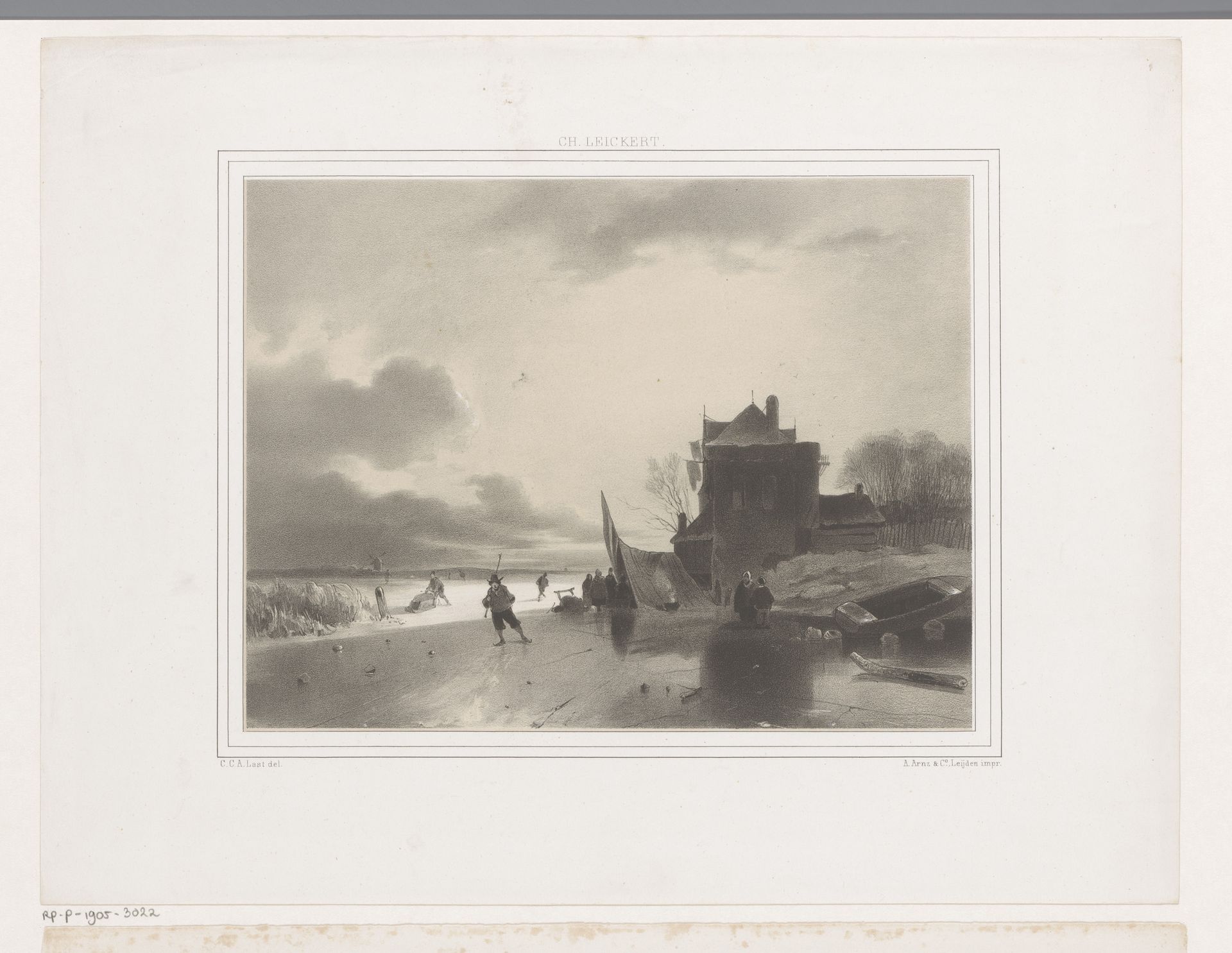 Winterlandschap met bevroren rivier by Carel Christiaan Antony Last