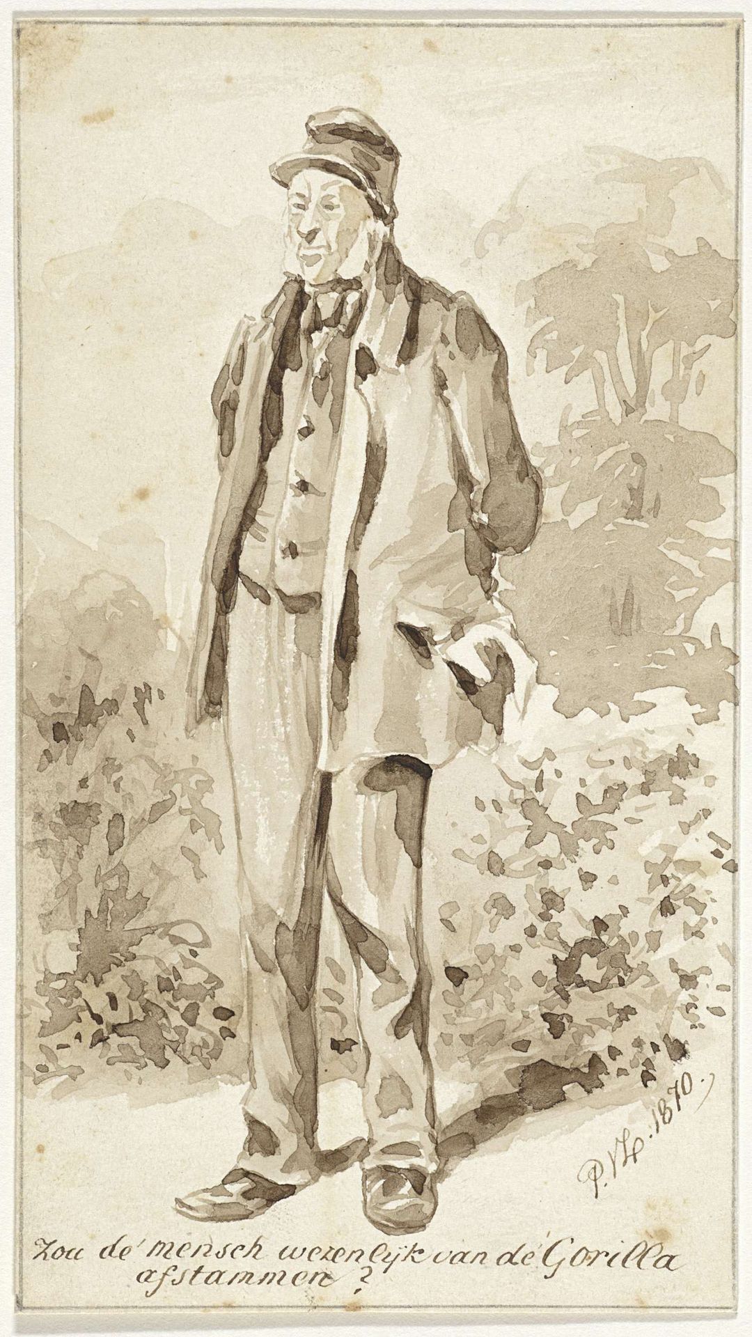 Staande man met bakkebaarden by Pieter van Loon