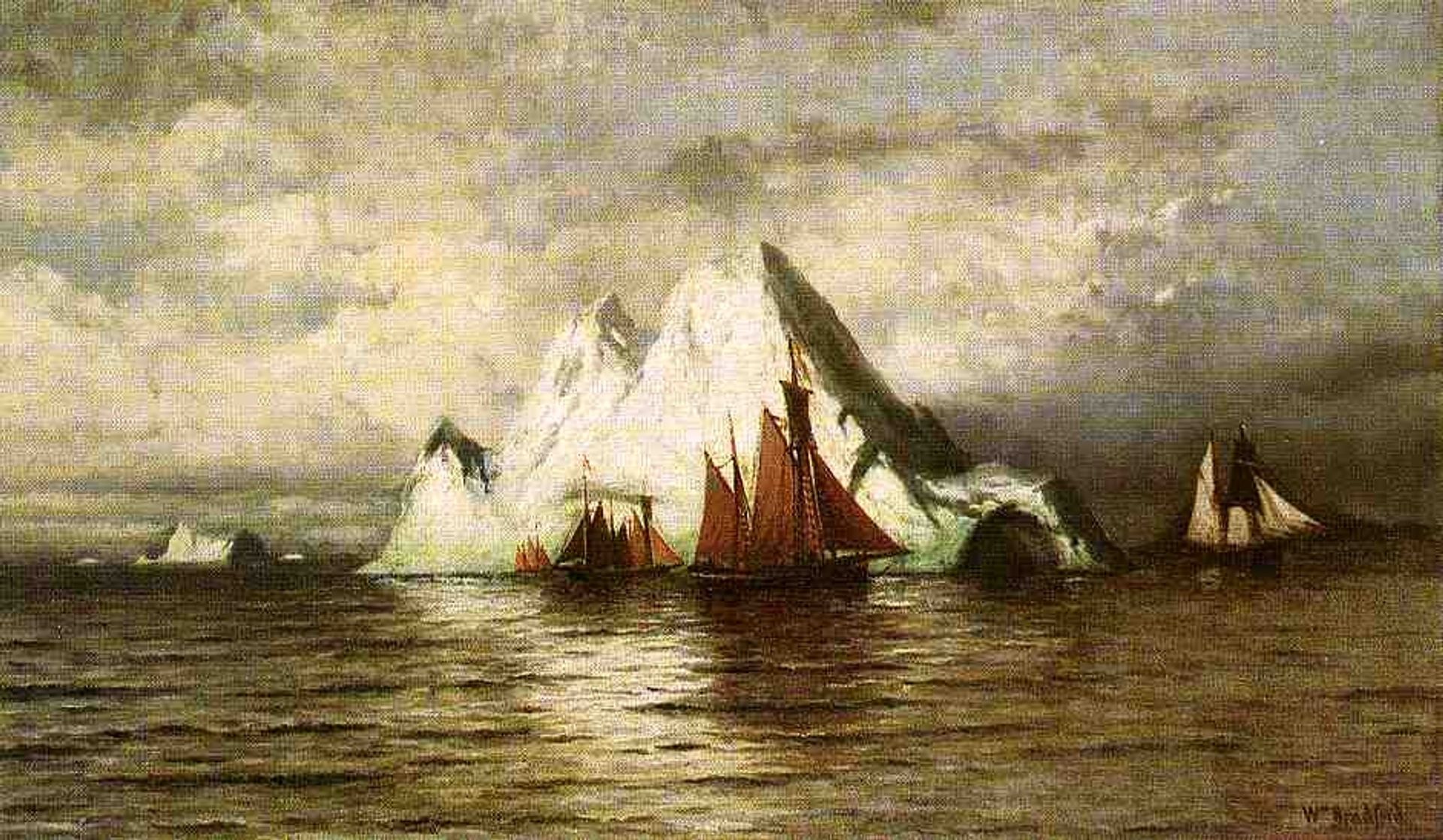 Fishing Boats and Icebergs by William Bradford