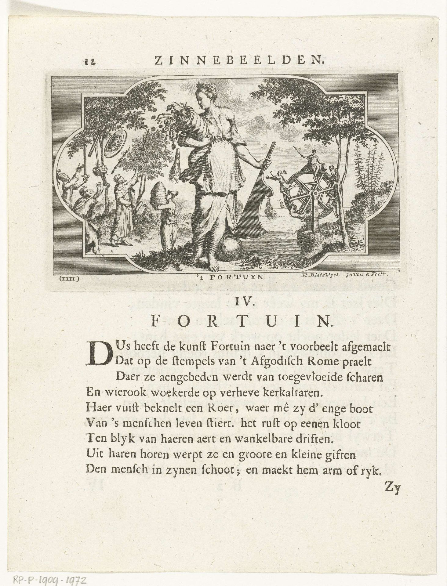 Embleem met allegorie op fortuin by François van Bleyswijck