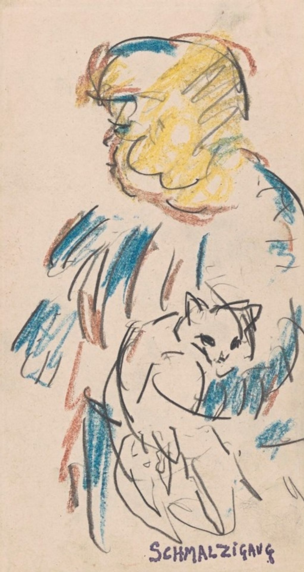 Girl with Cat by Jules Schmalzigaug
