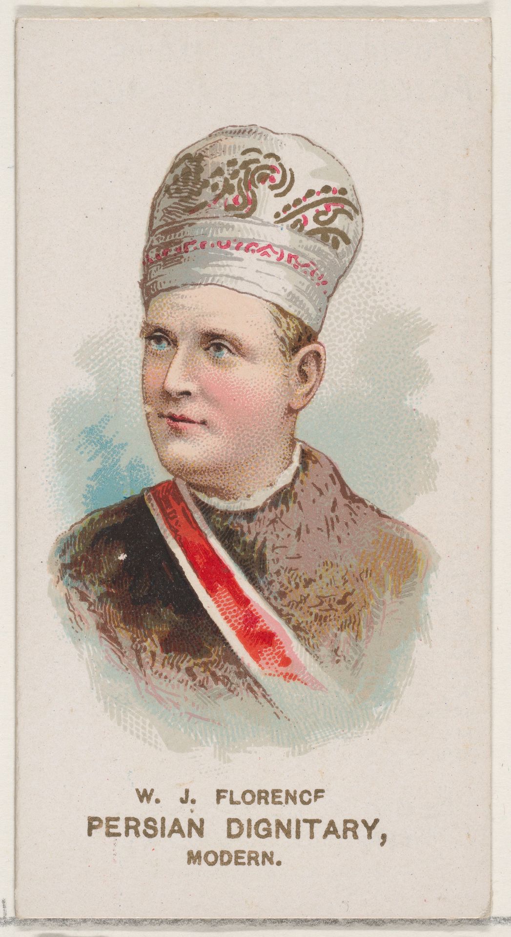 W.J. Florence Dressed as Modern Persian Dignitary, from the set Actors and Actresses, Second Series (N71) for Duke brand cigarettes by W. Duke, Sons & Co.