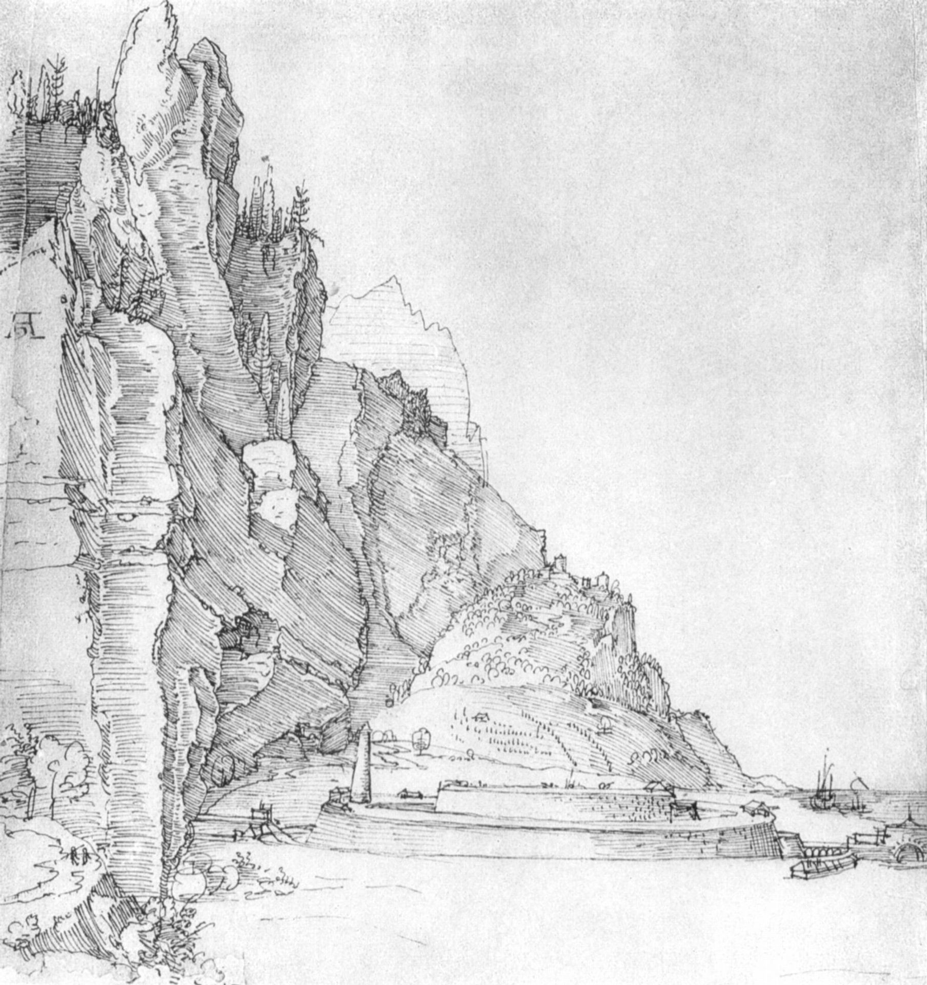 Fort between mountains and sea by Albrecht Durer