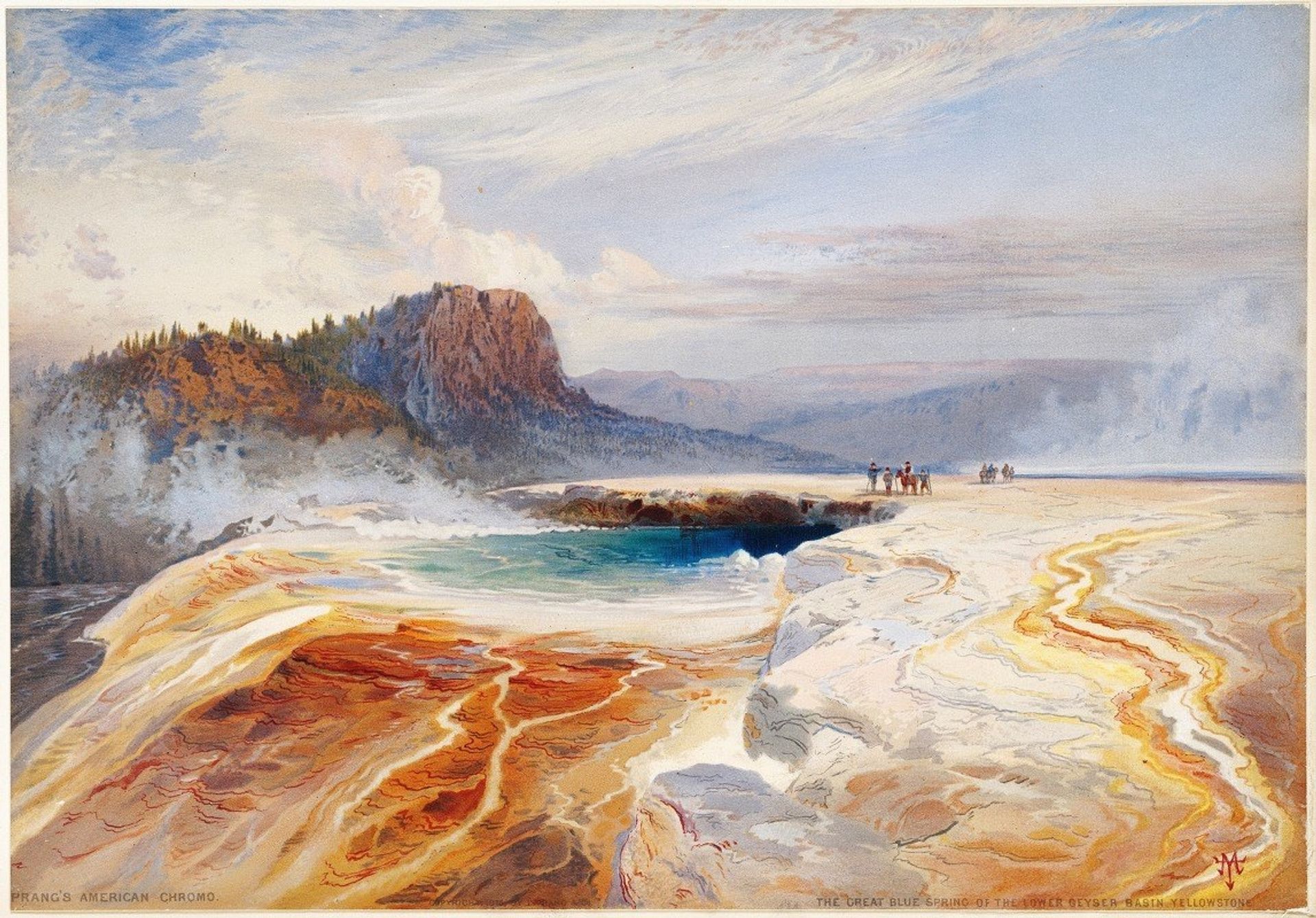 The Great Blue Spring of the Lower Geyser Basin, Yellowstone by Thomas Moran