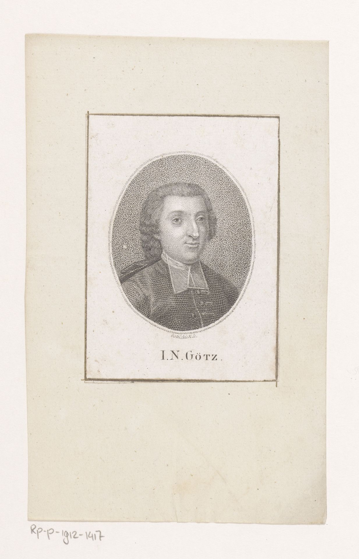 Portret van Johann Nikolaus Götz by Johann Christian Benjamin Gottschick