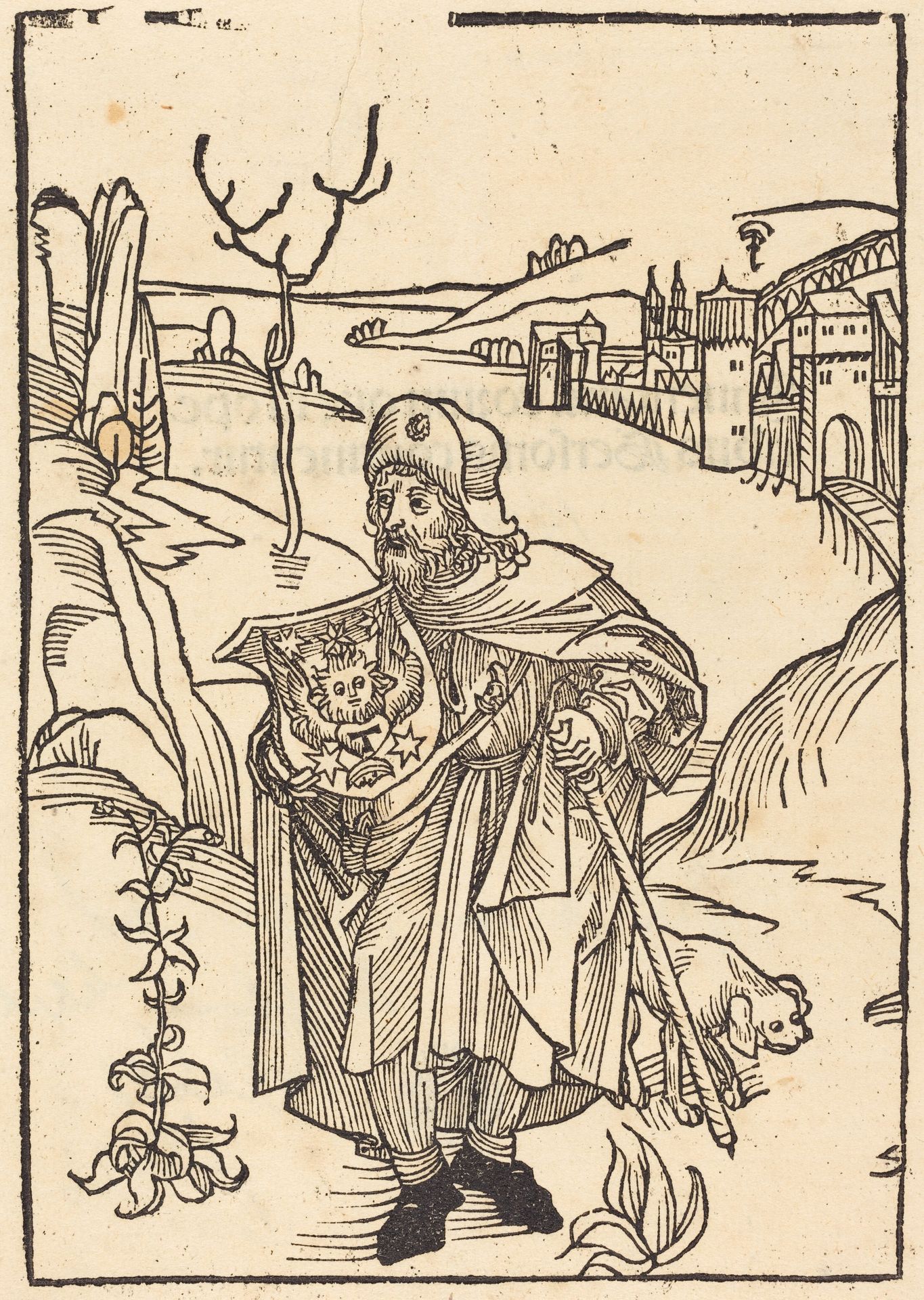 Gerson as Pilgrim with Town in Background by Anonymous