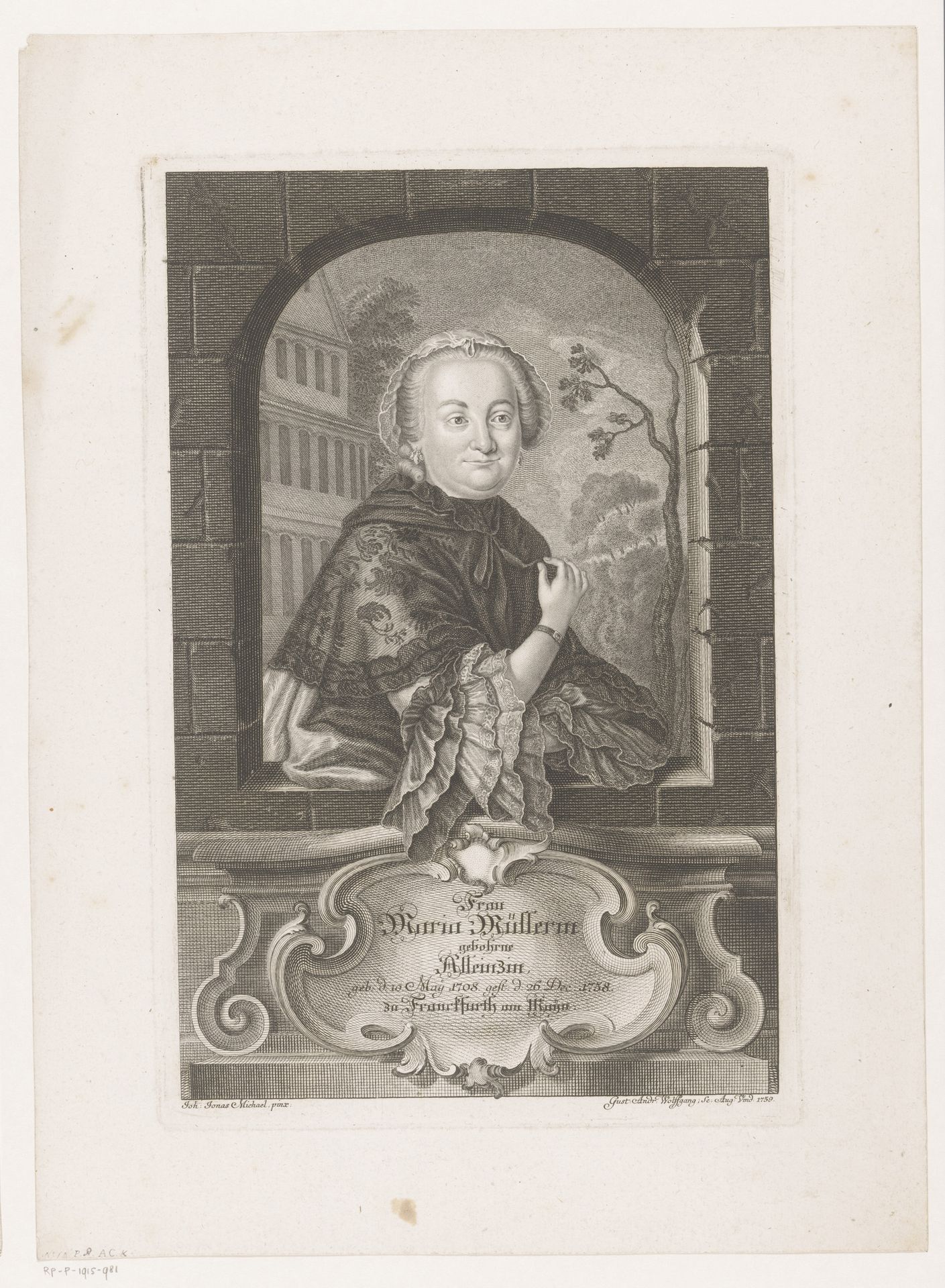 Portret van Maria Müller by Gustav Andreas (1692-1775) Wolfgang