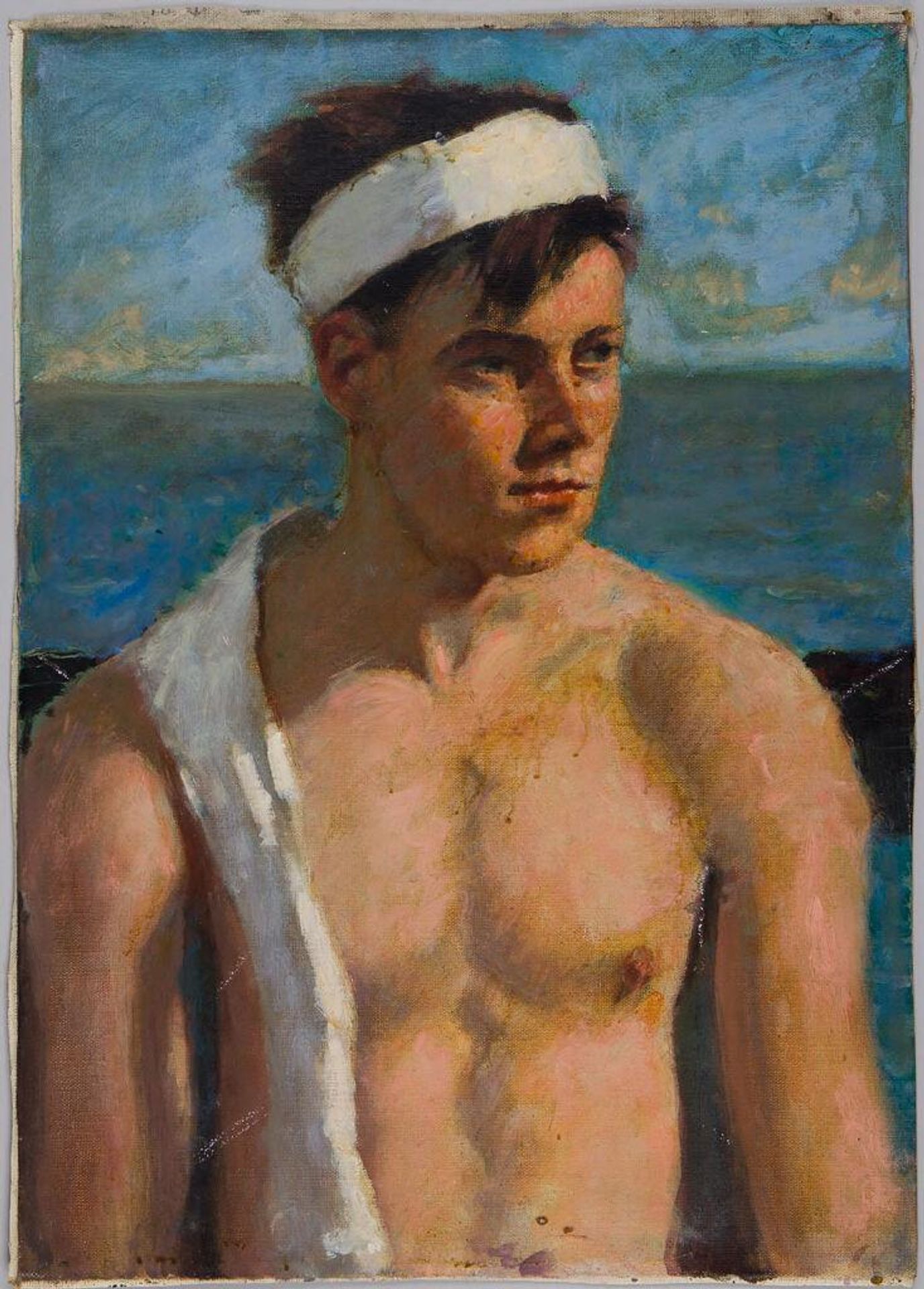 Portrait of a Young Man with White Scarf and Headband by Denman Waldo Ross