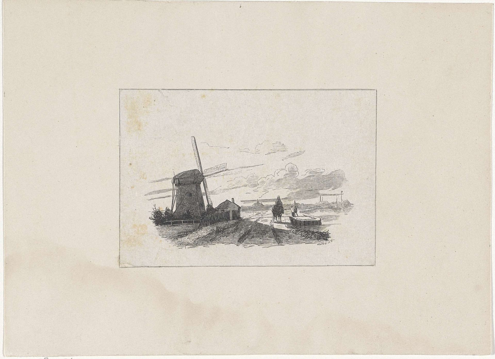 Landschap met een molen aan een vaart by Willem Hendrik Stam