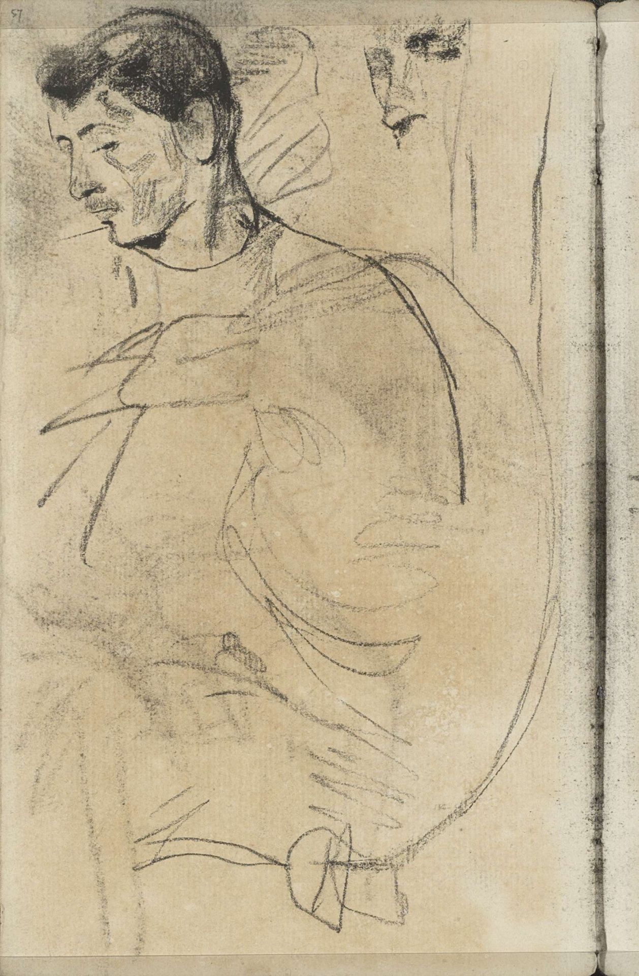 Twee studies van een man, mogelijk museumdirecteur Adriaan Pit by George Hendrik Breitner