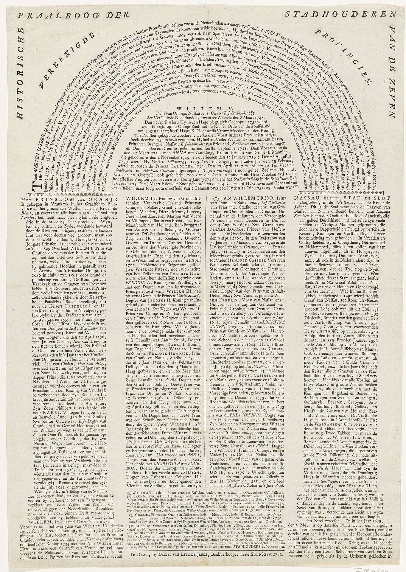 Historische verhaal van de stadhouders van Willem I tot Willem V, 1782 by Daniel van Lith de Jeude