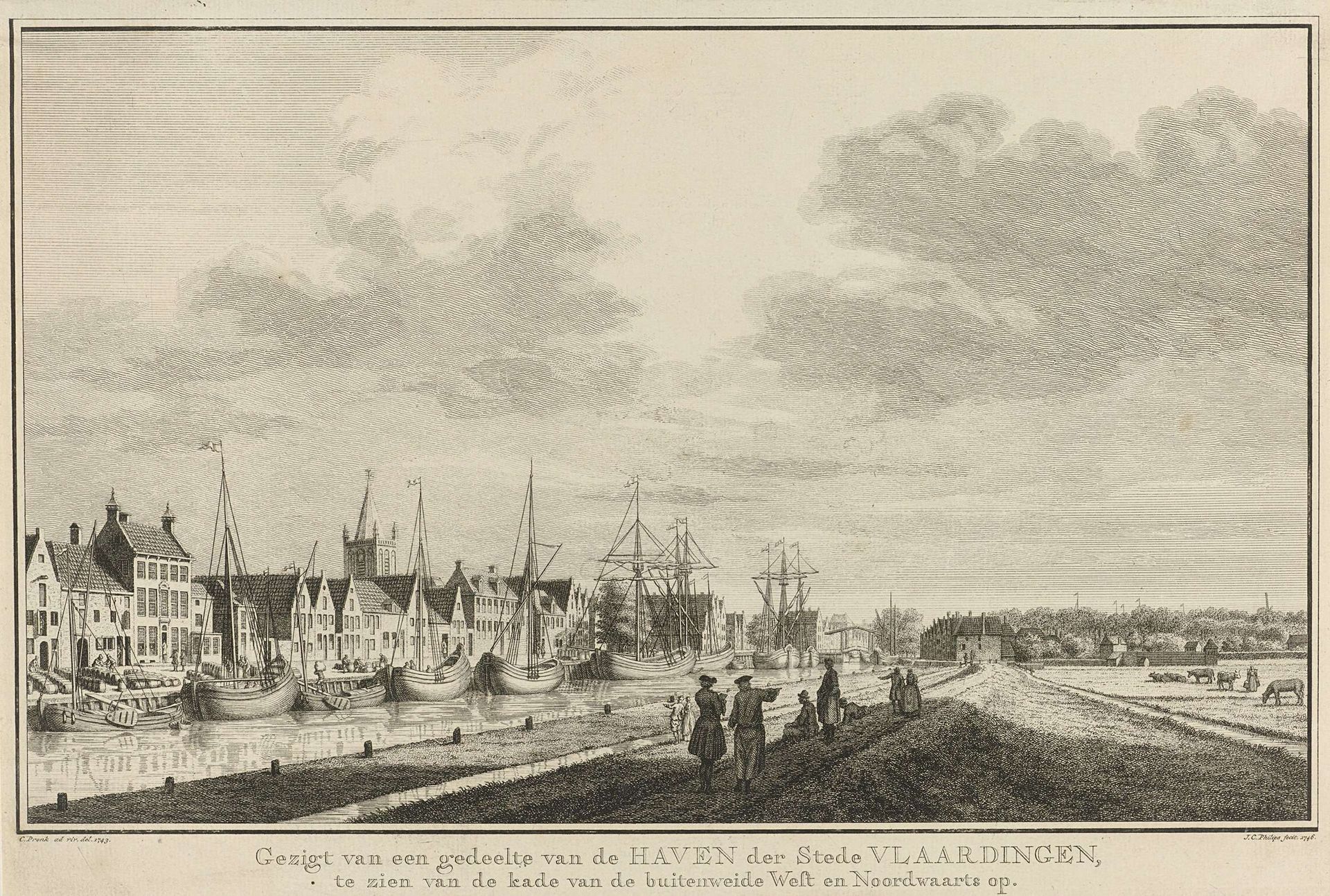 Gezicht op een deel van de haven van Vlaardingen by Jan Caspar Philips