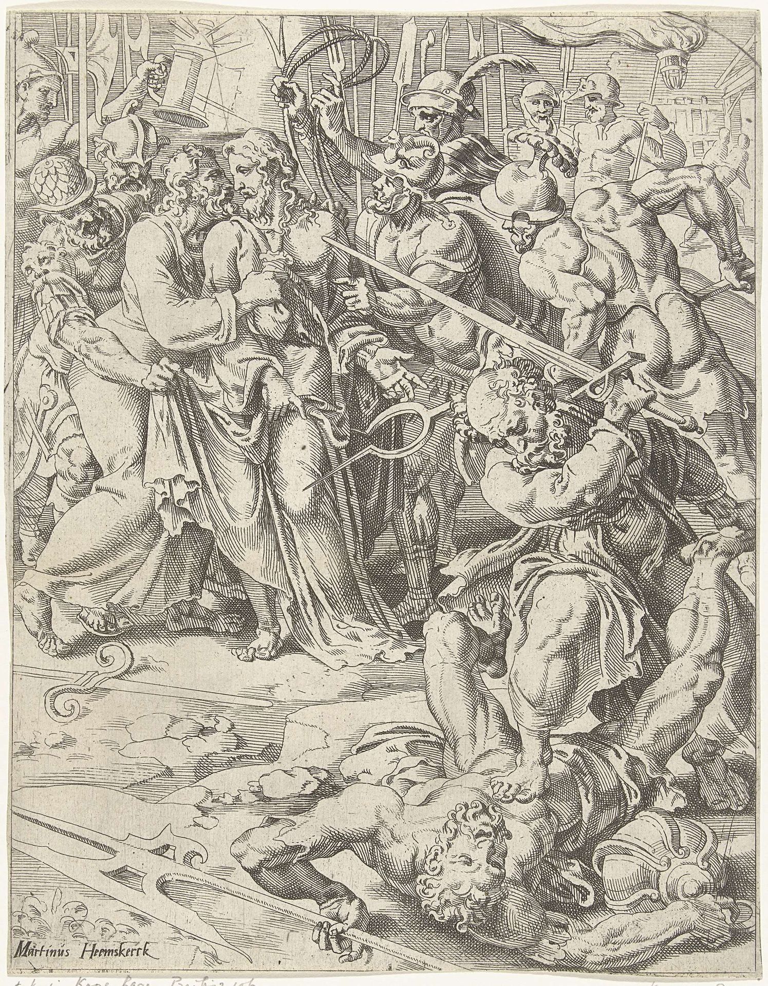 Judaskus en arrestatie van Christus by Dirck Volckertsz Coornhert