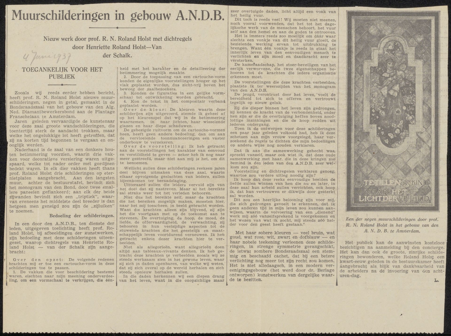Krantenknipsel betreffende Richard Roland Holst en Henriëtte Roland Holst-van der Schalk by Anonymous