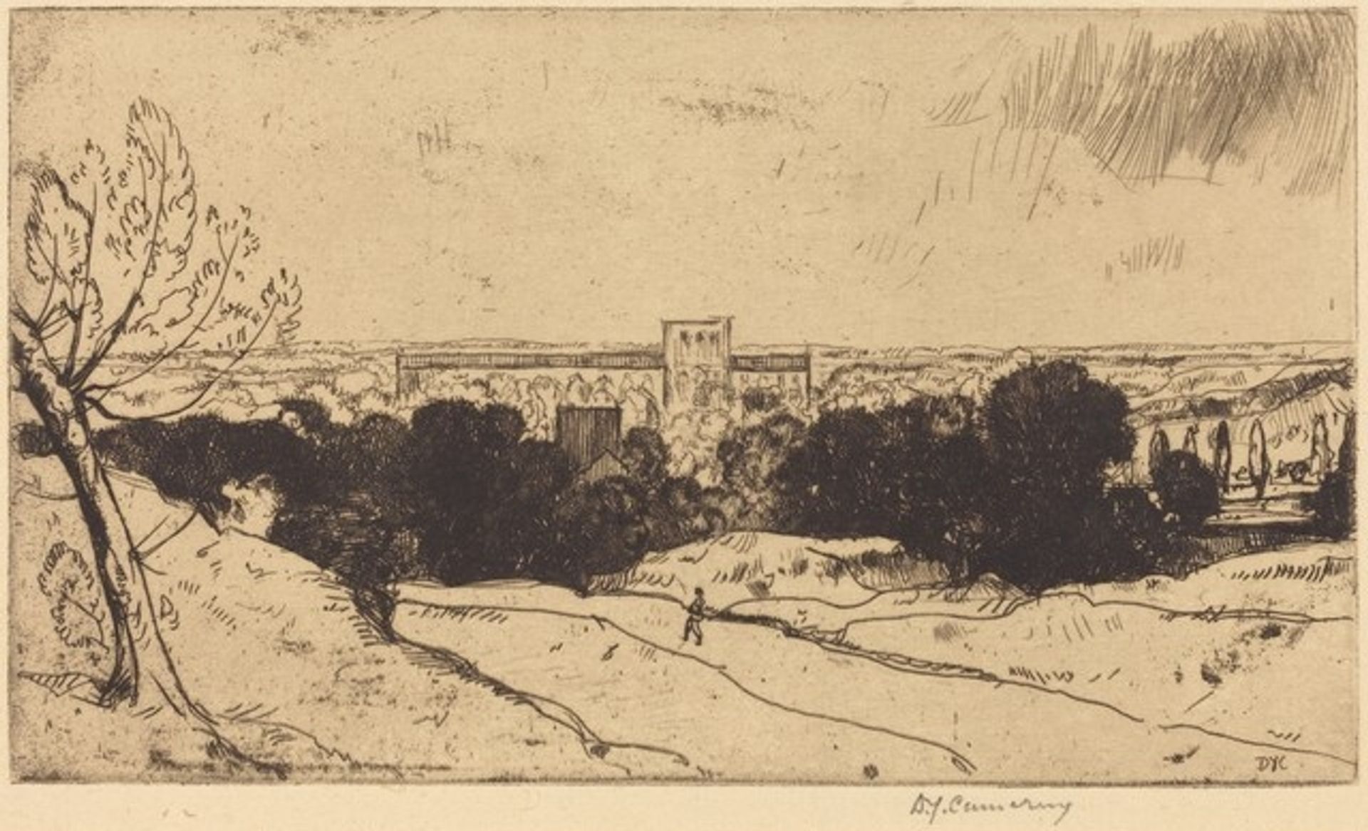 Distant View of Winchester and St. Cross by David Young Cameron