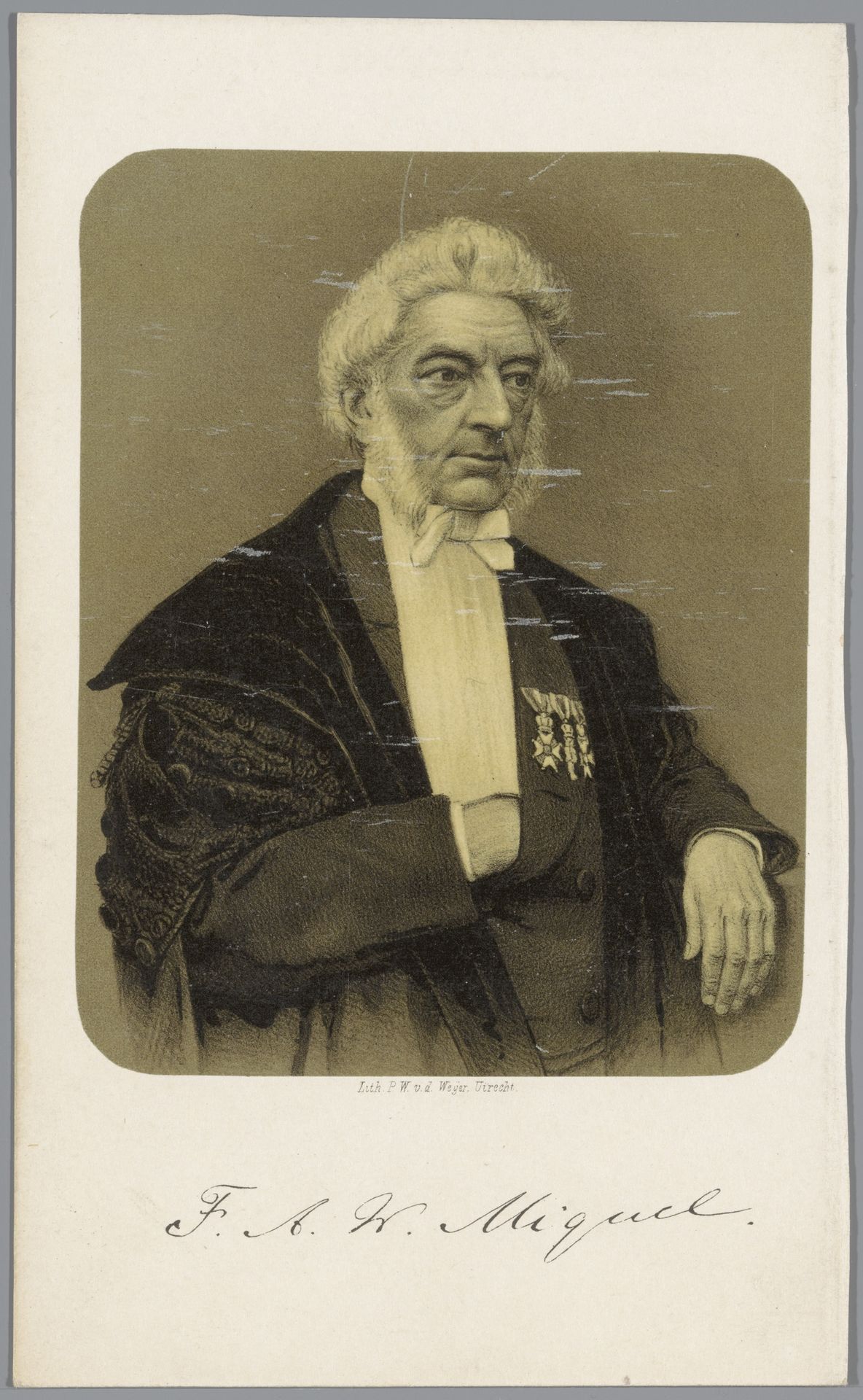 Fotoreproductie van een lithografisch portret van Friedrich Anton Wilhelm Miquel by Anonymous