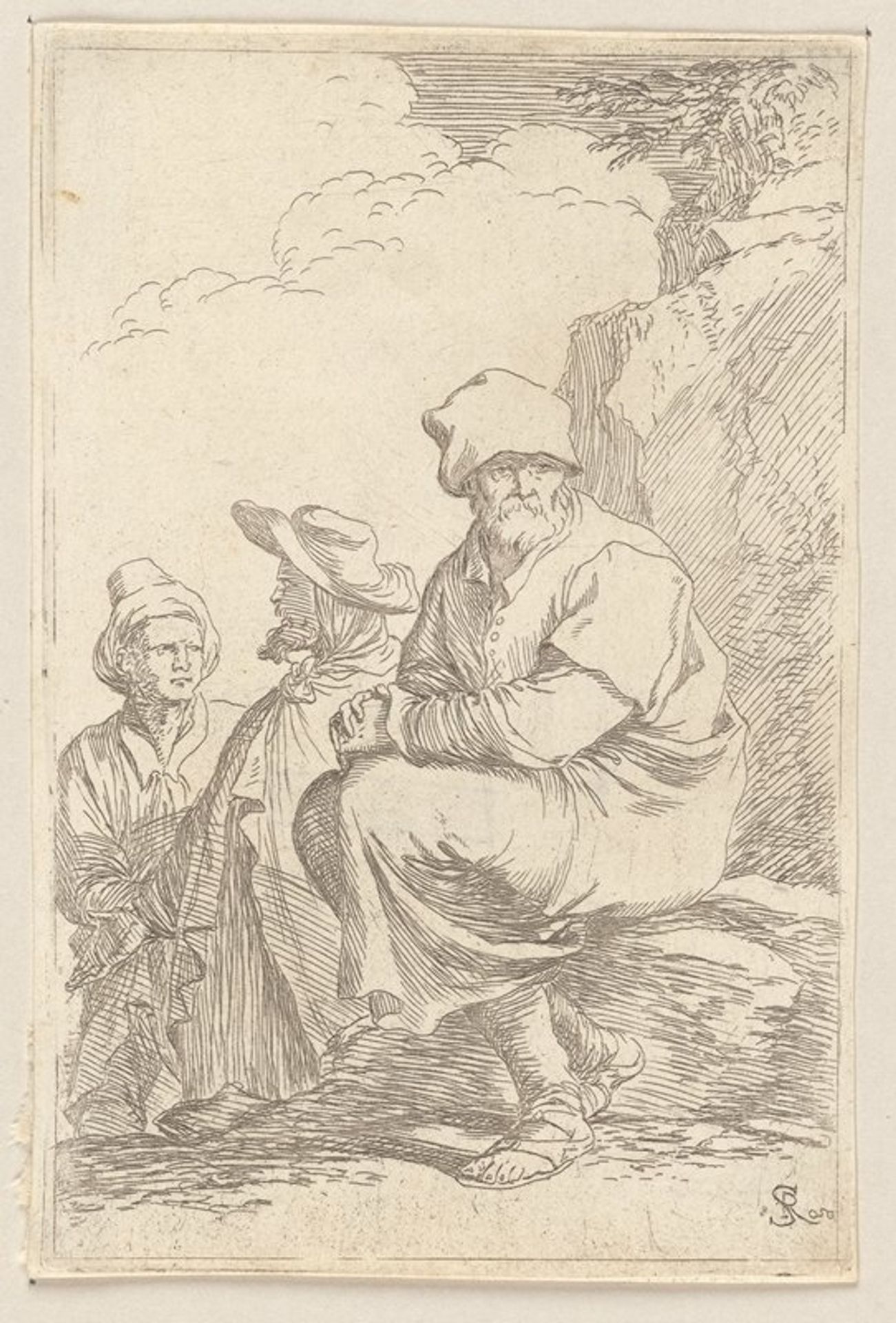 Seated Peasant with Two Other Men by Salvator Rosa