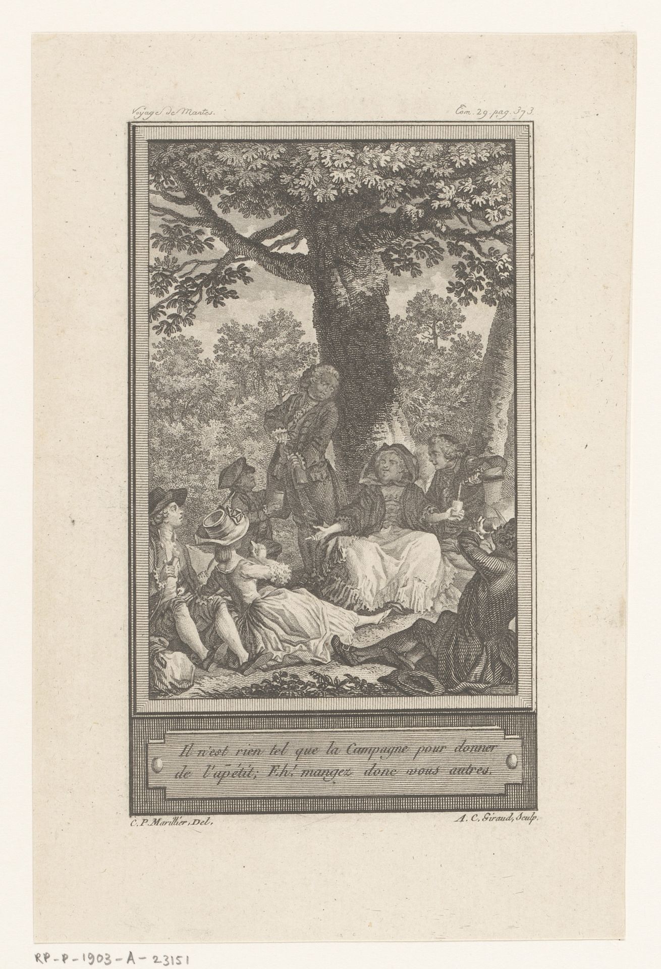 Drinkend gezelschap onder een boom by Antoine Cosme Giraud