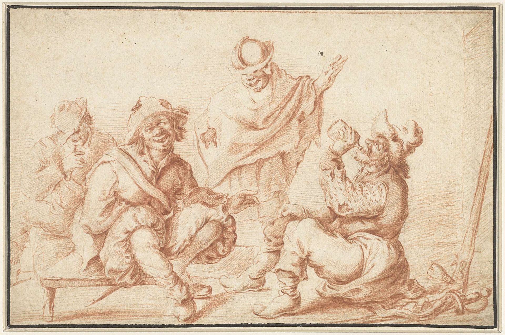 Drinkende krijgslieden in een interieur by Andreas Scheits
