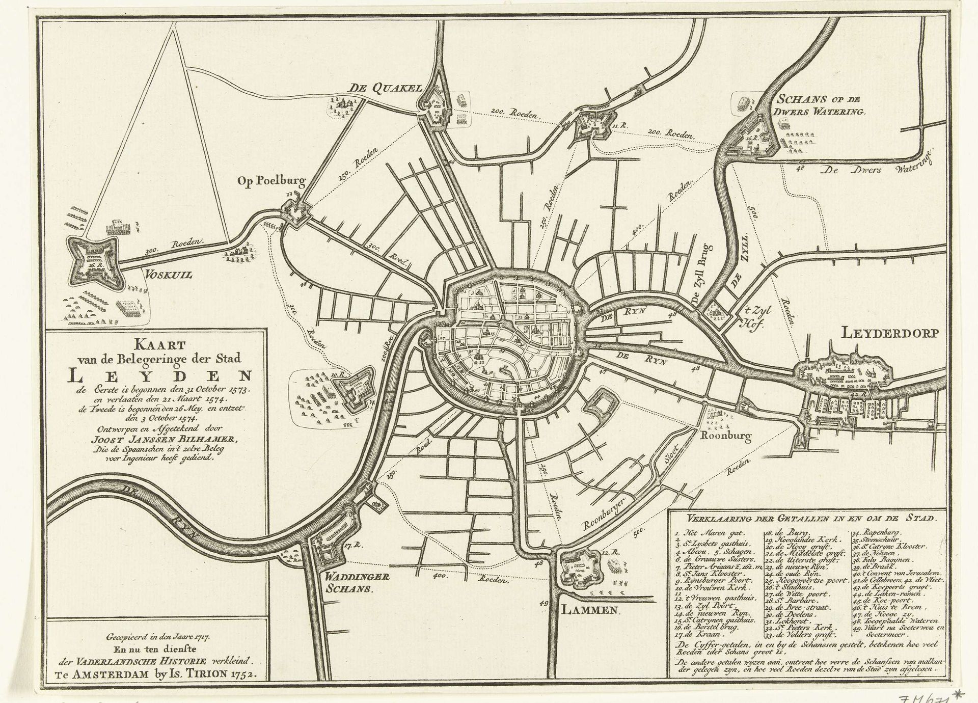 Kaart van het beleg van Leiden, 1573-1574 by Anonymous