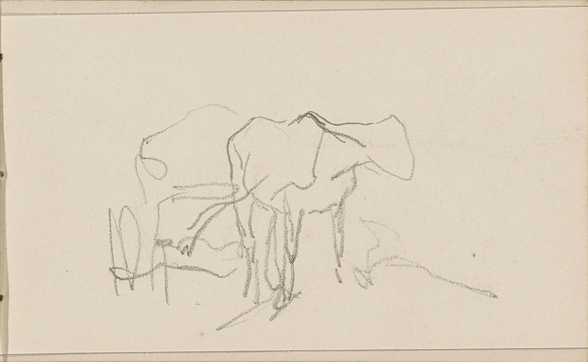 Voor een kar gespannen paard by Anton Mauve