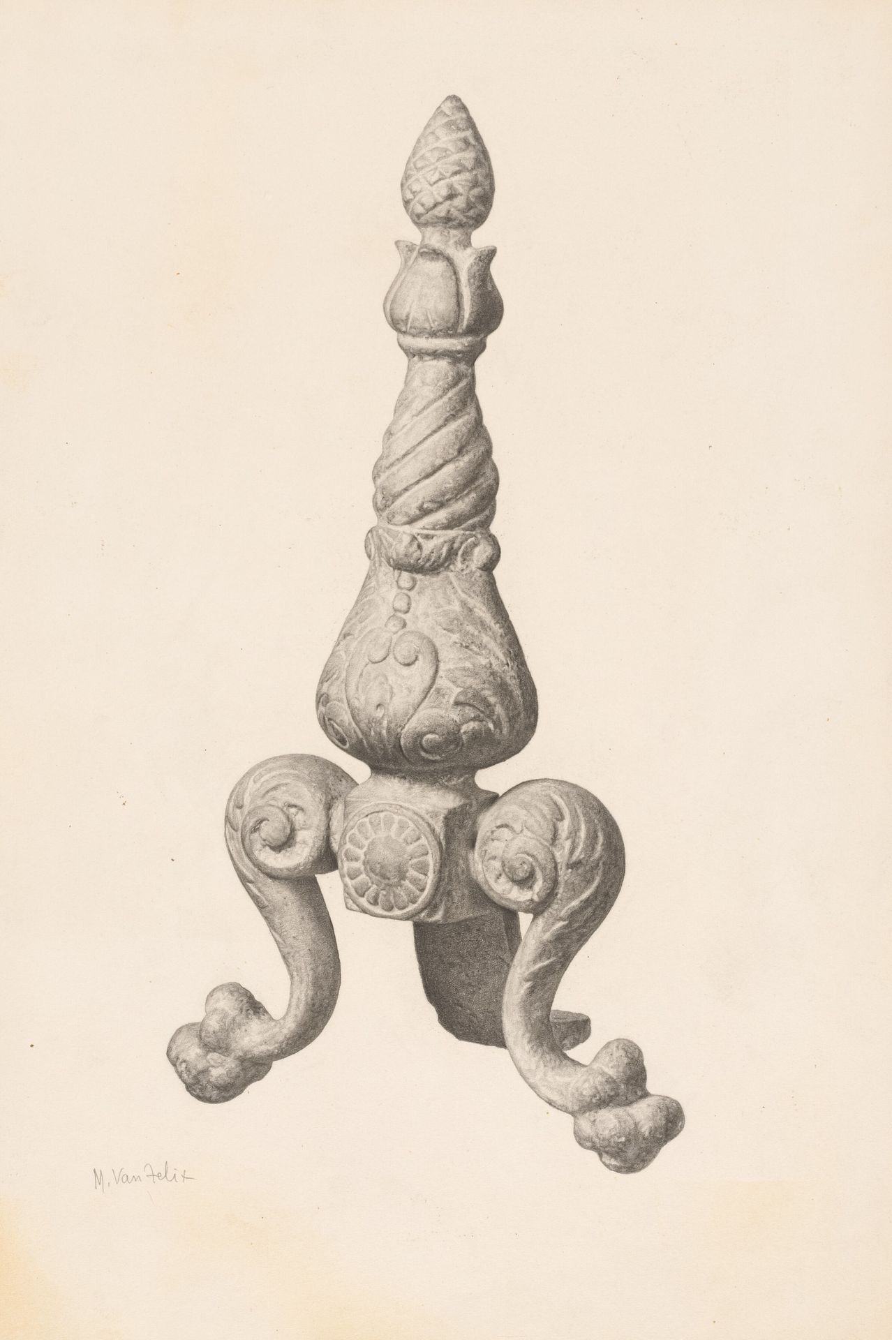 Andiron (one of pair) by Maurice Van Felix