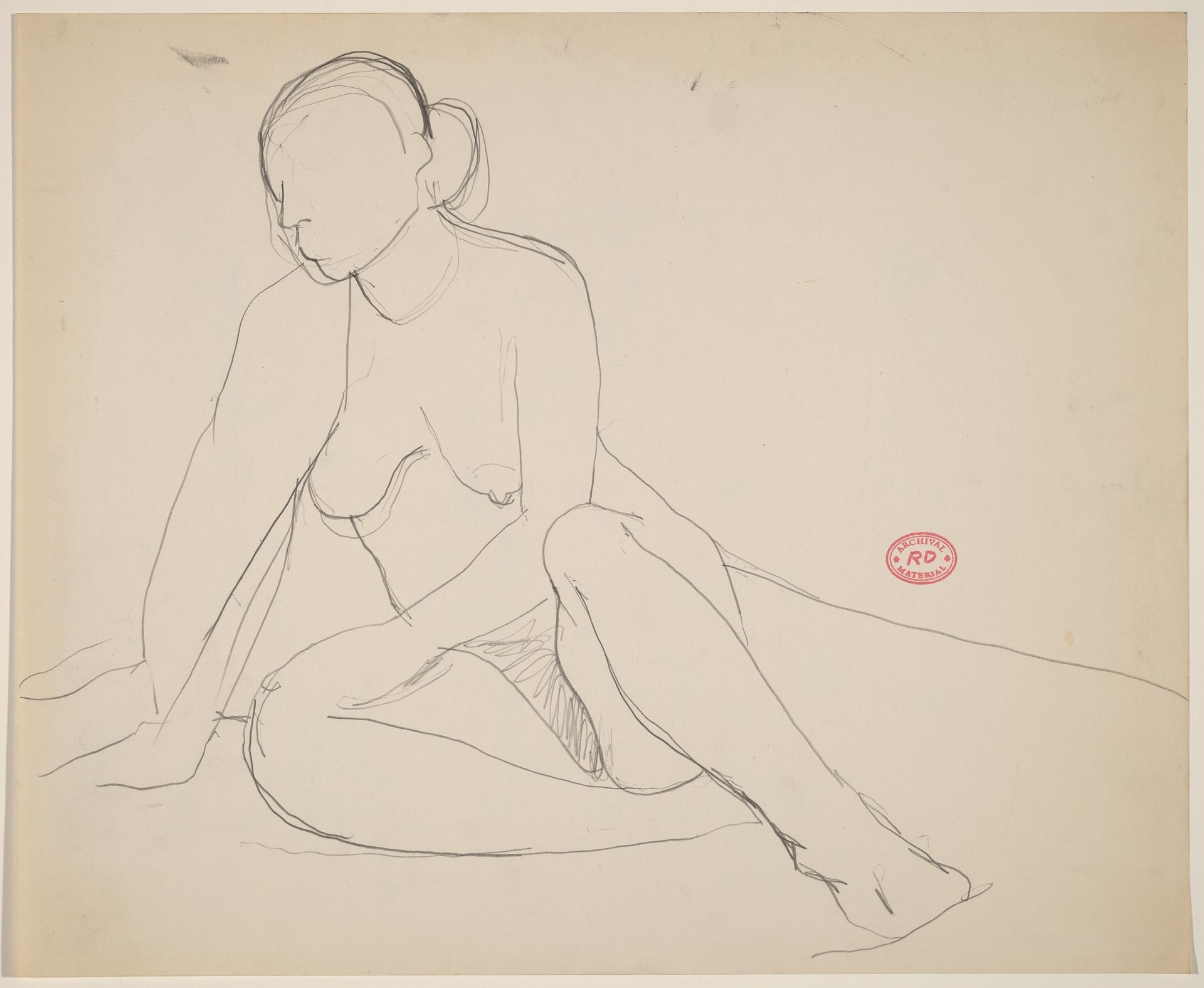 Untitled [seated nude leaning on her right arm] by Richard Diebenkorn