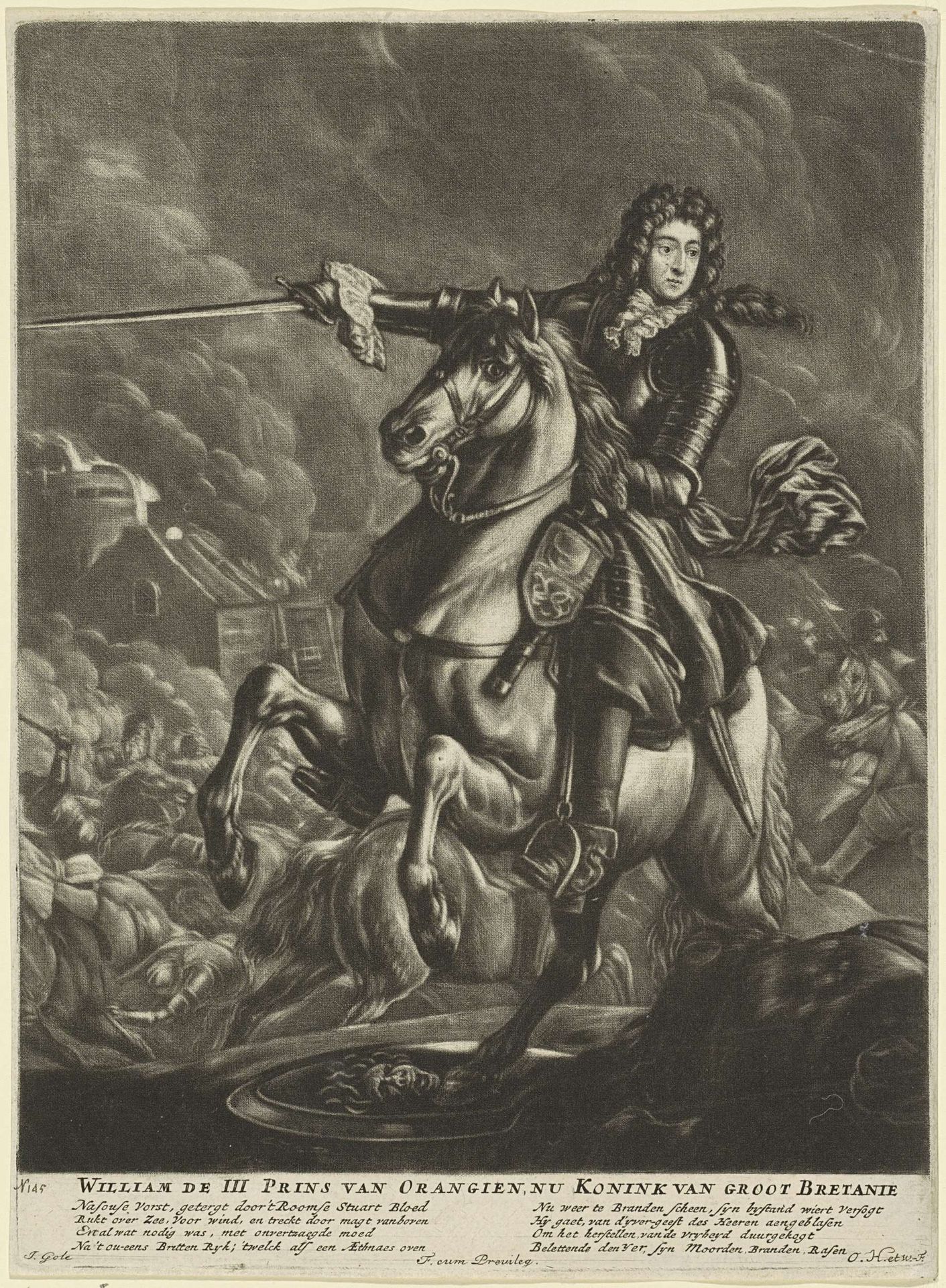 Ruiterportret van Willem III, prins van Oranje by Jacob Gole