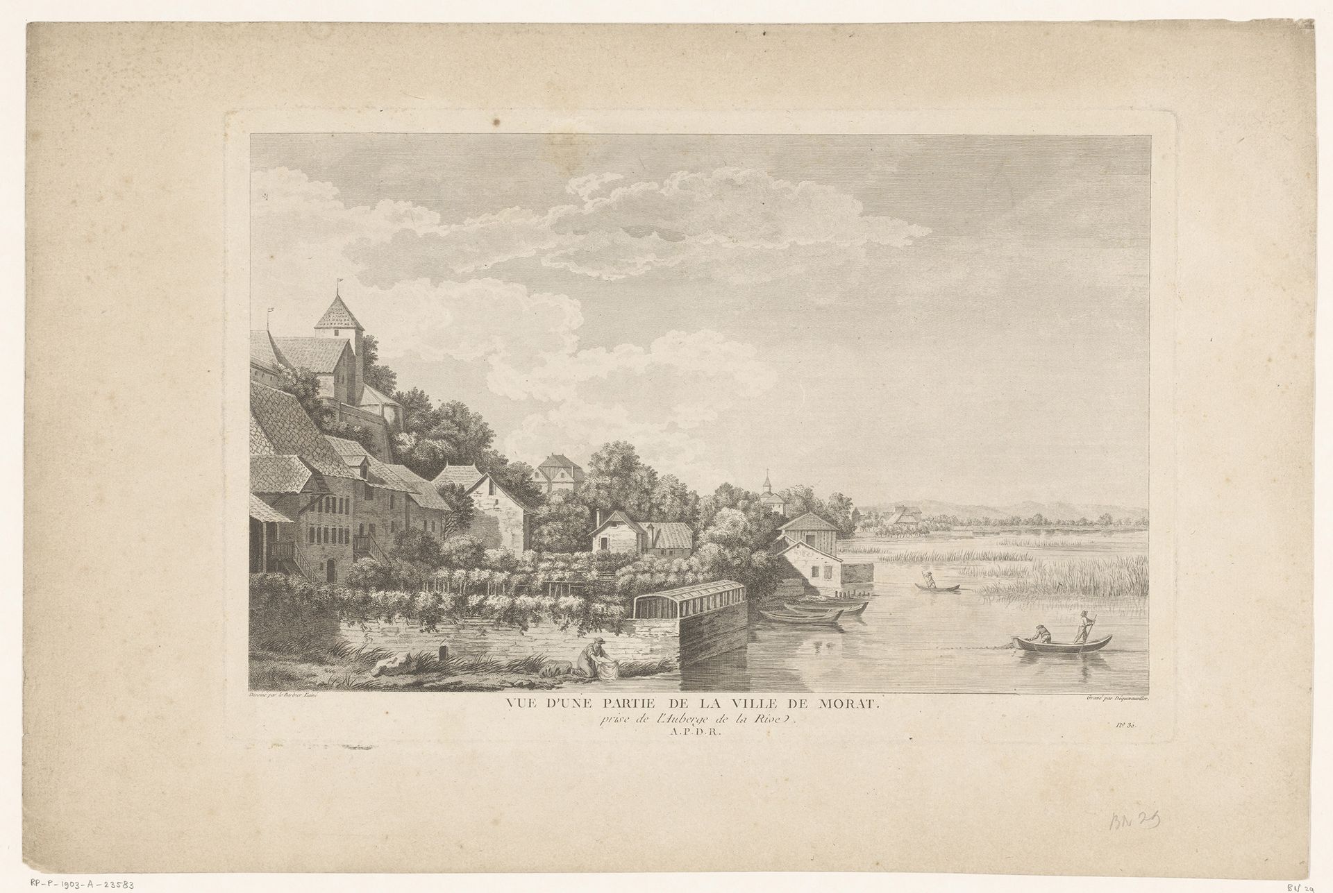 Gezicht op Murten by François Nicolas Barthélemy Dequevauviller
