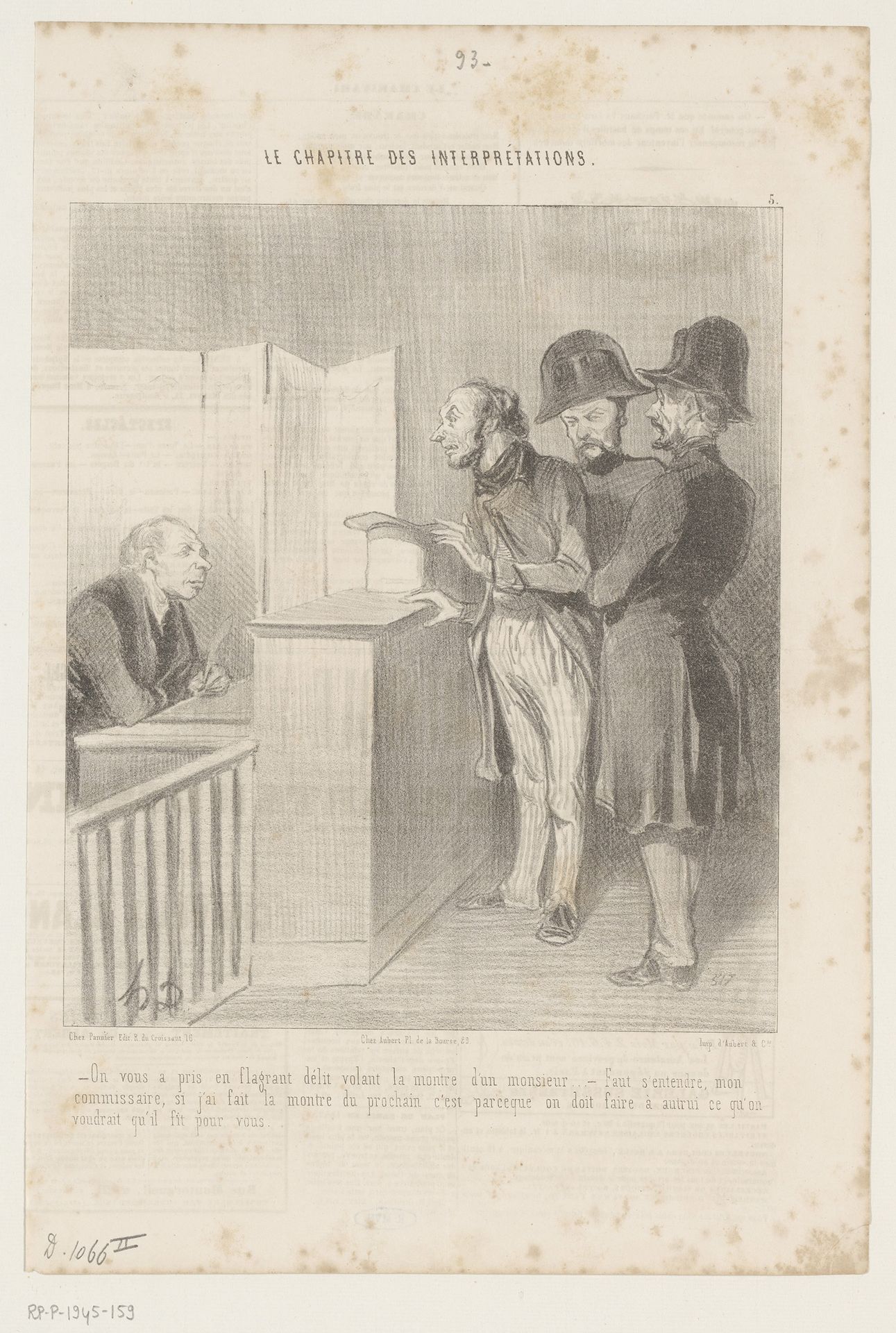 Man verdedigt zich voor de politie by Honoré Daumier