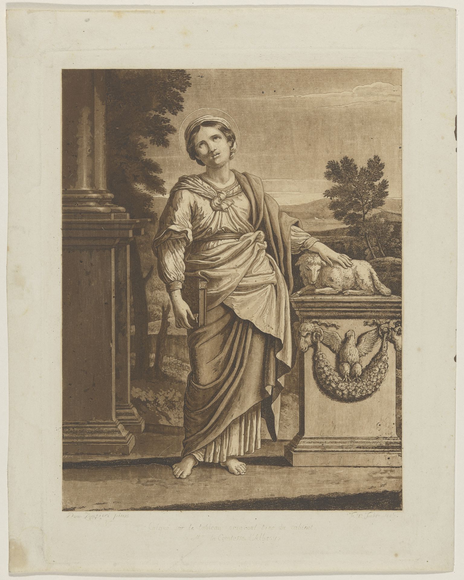 Heilige Agnes met lam by François-Xavier Fabre