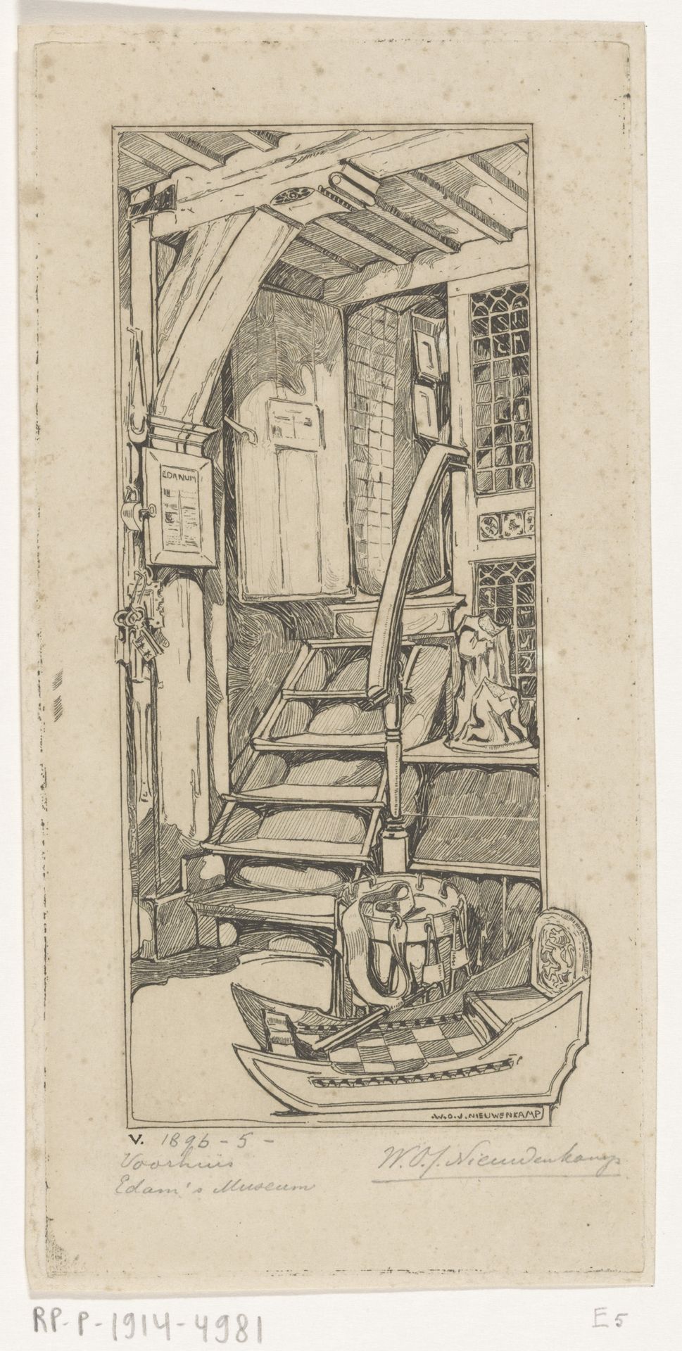 Voorhuis met trap in het Edams Museum by Wijnand Otto Jan Nieuwenkamp