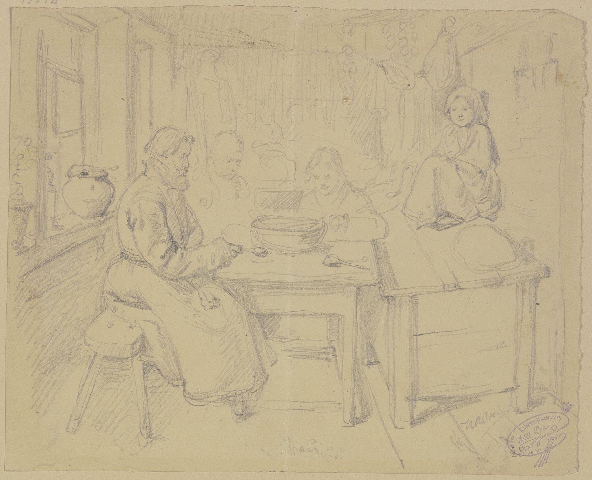 Russische Bauern beim Essen by Wilhelm Amandus Beer