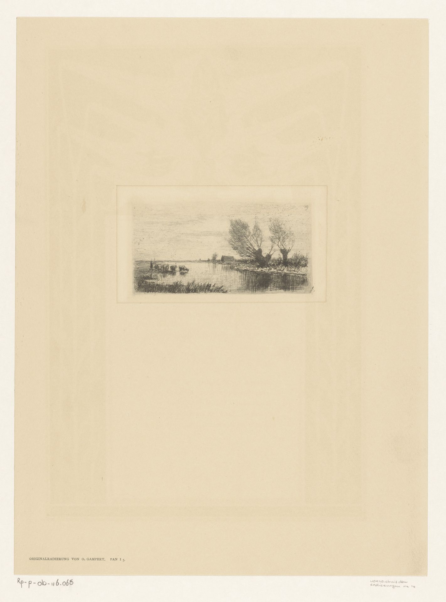 Rivierlandschap met knotwilgen by Otto Gampert