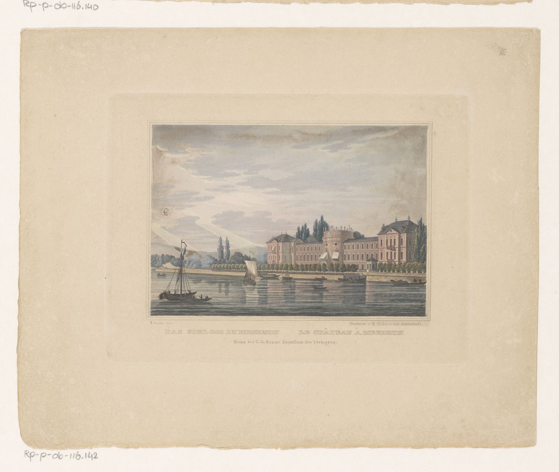 Gezicht op kasteel Bieberich bij Wiesbaden by Ernst Grünewald