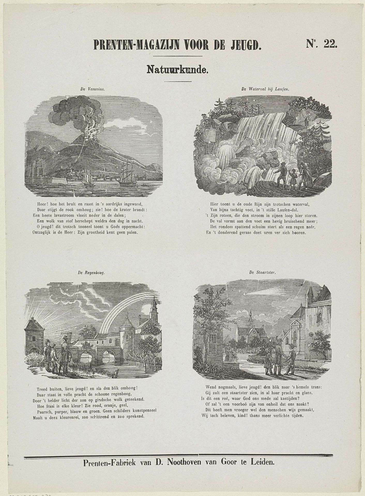 De Vesuvius, de Rheinfall, een regenboog en een vallende ster by Willem Bal