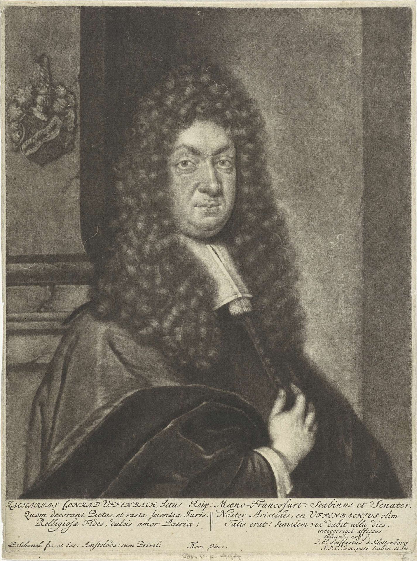 Portret van Zacharias Konrad Uffenbach by Pieter Schenk