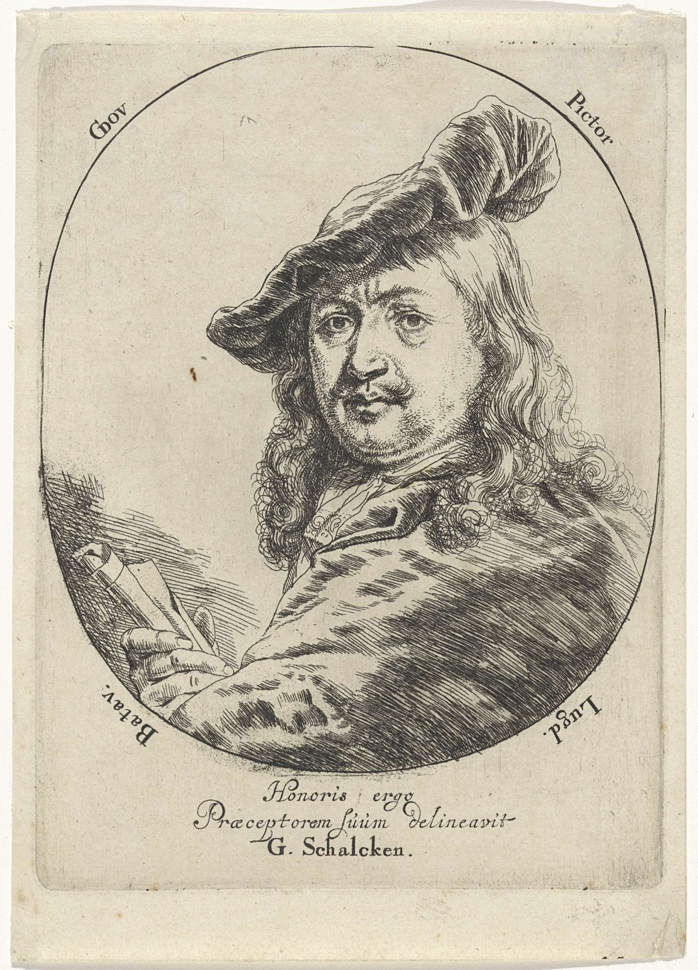 Portret van Gerard Dou by Godfried Schalcken