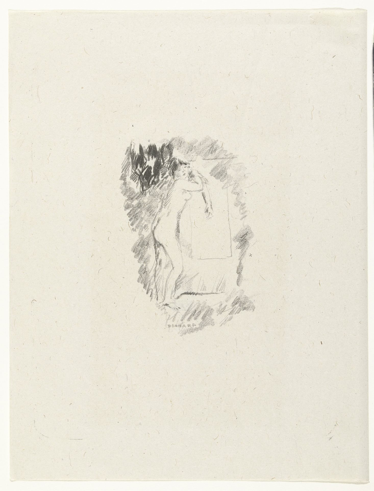 Staande naakte vrouw die zich afdroogt by Pierre Bonnard