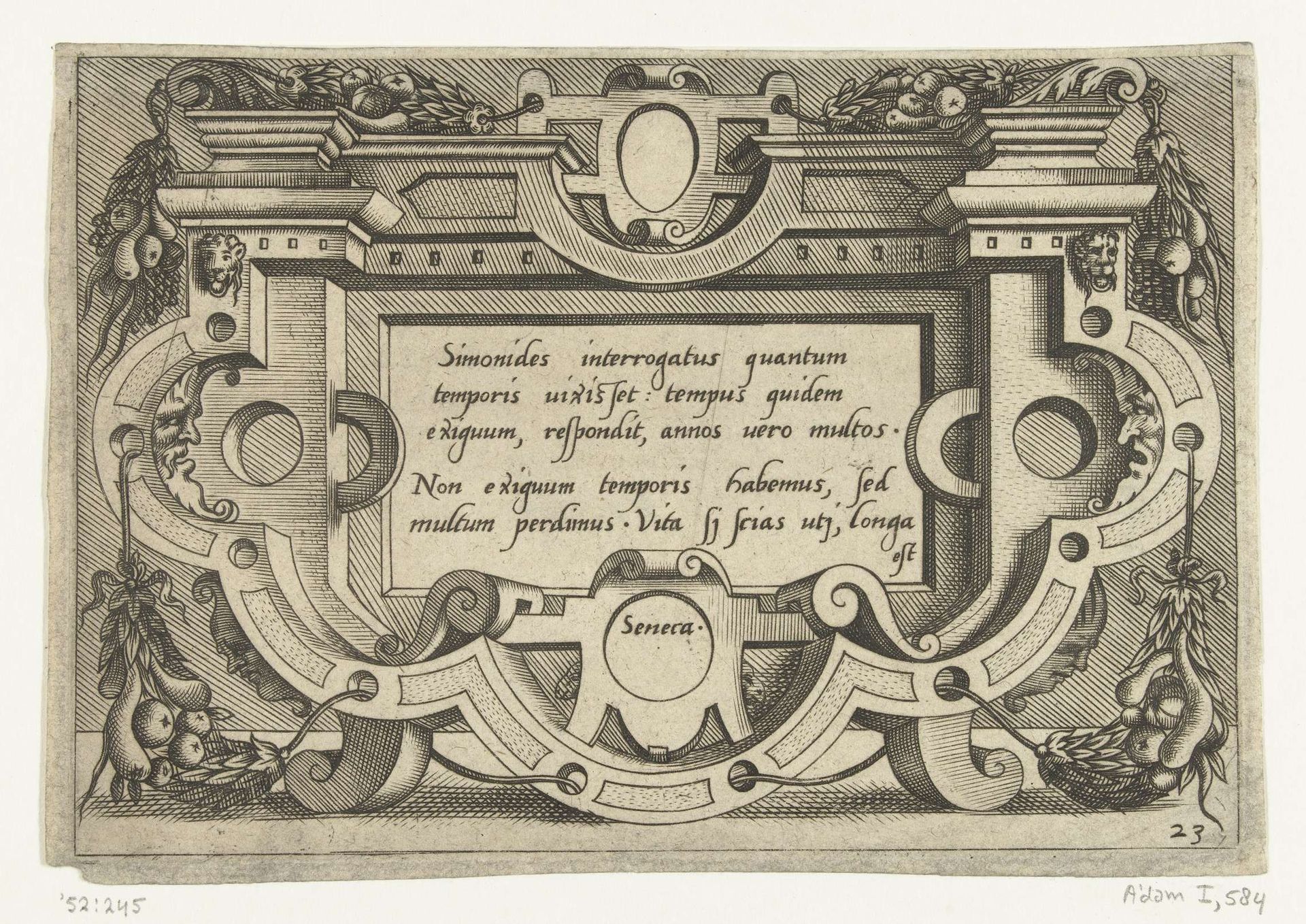 Cartouche met een citaat van Seneca by Anonymous
